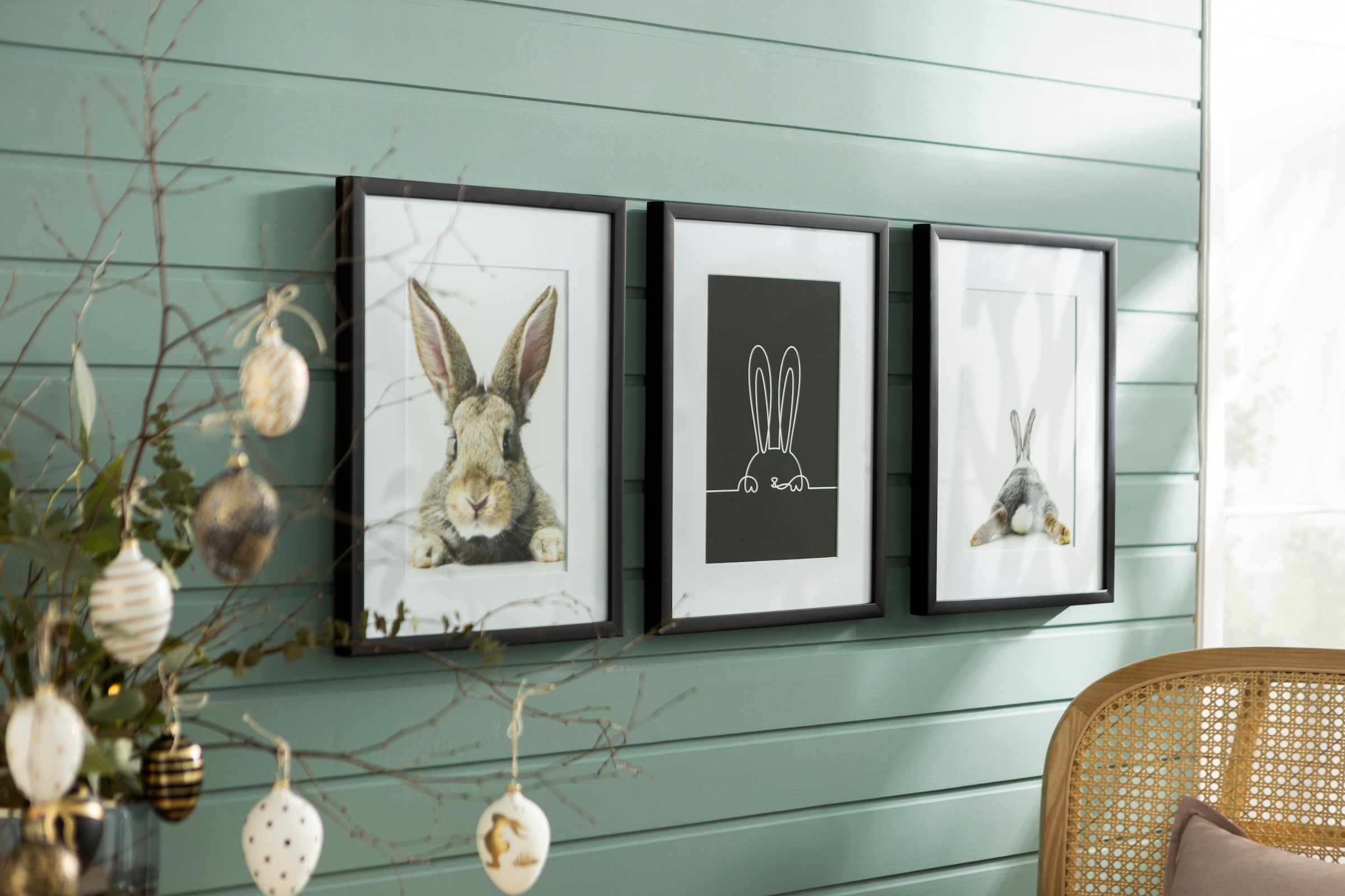 queence Bild »Joona«, Hase-Hasen-Foto-Kunst-Haustiere, (1 St.), HD Premium Poster-Druck inkl. Holzrahmen