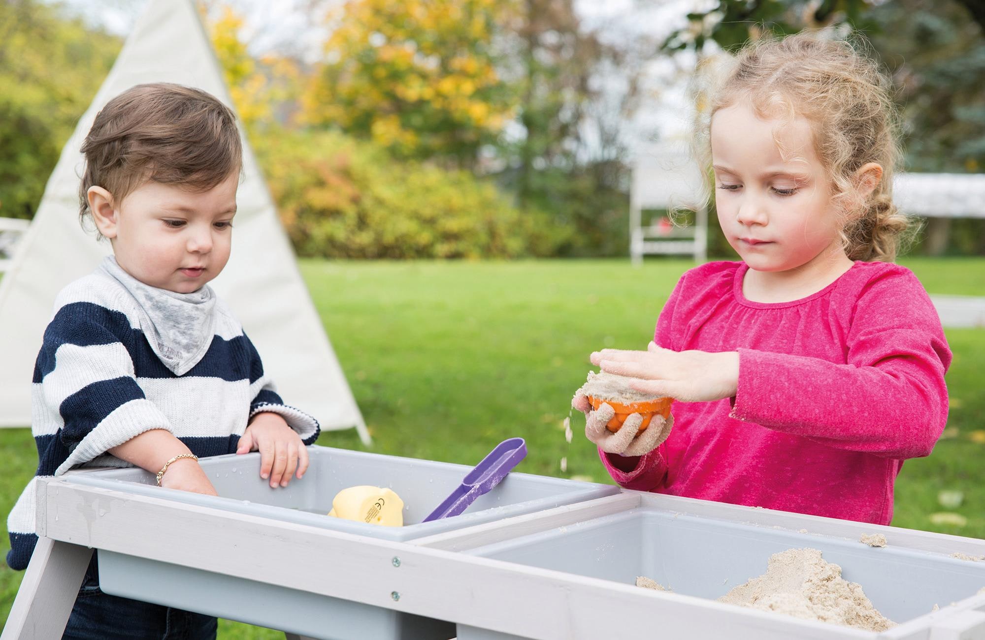 roba® Kindersitzgruppe 4 »Picknick for Ecken mit bei Deluxe ♕ Outdoor Spielwannen, Grau«, mit abgerundeten