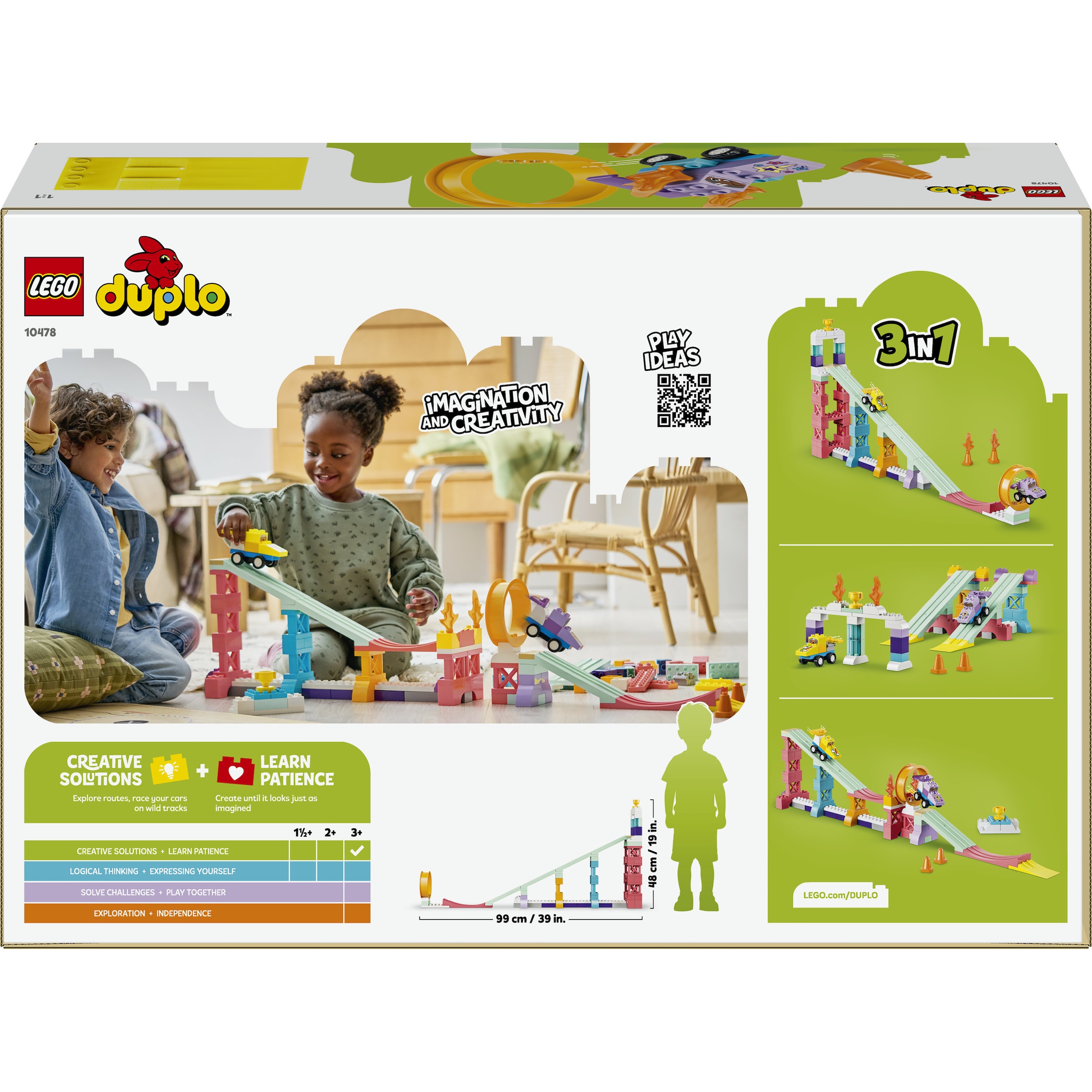 LEGO® Konstruktionsspielsteine »Kreative Sprungschanzen mit kleinen Flitzern 3-in-1-Set (10478)« LEGO DUPLO Town; Made in Europe