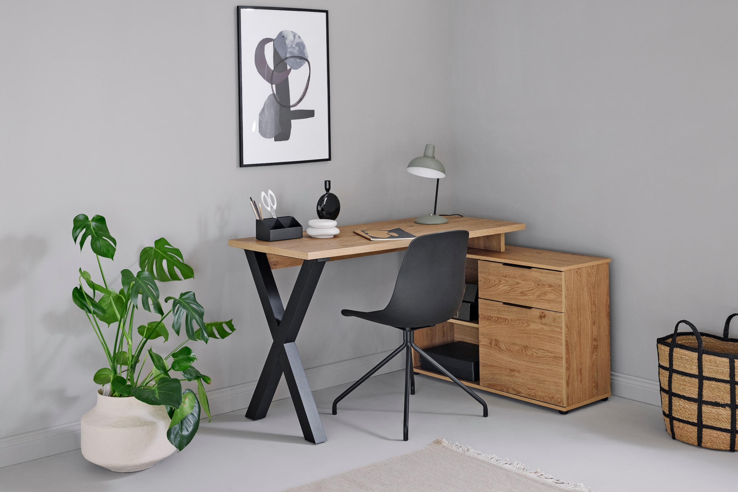 Jahnke Eckschreibtisch »X-CLUB C 40 E«, (1 St.), Eckschreibtisch, wechselseitig montierbar, X-Gestell