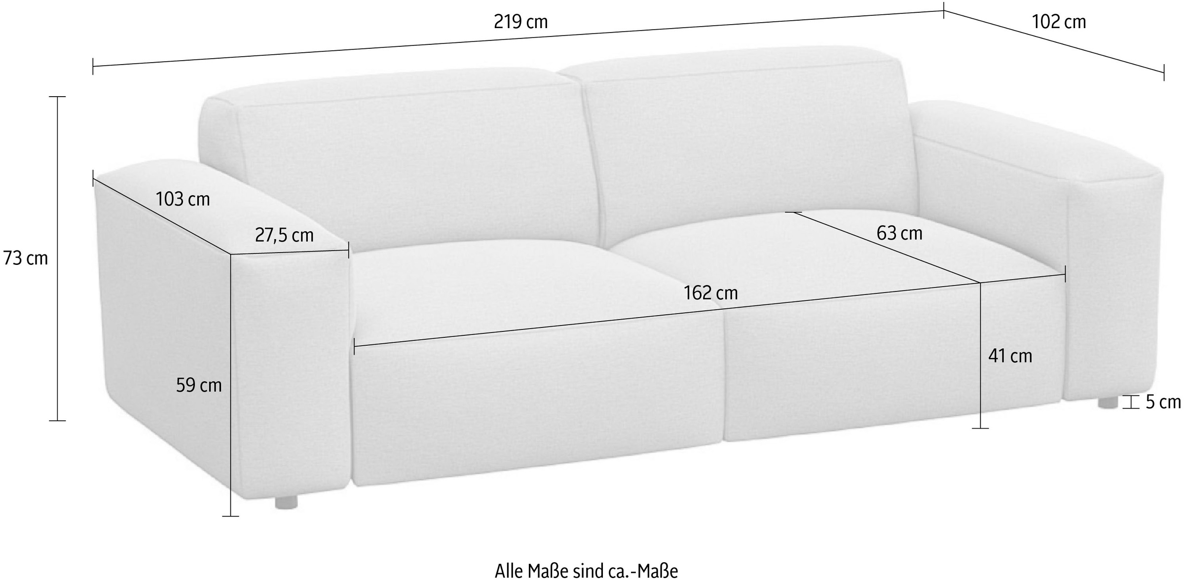 FLEXLUX 2,5-Sitzer »Lucera Sofa«, modern & anschmiegsam, Kaltschaum, Stahl-Wellenunterfederung