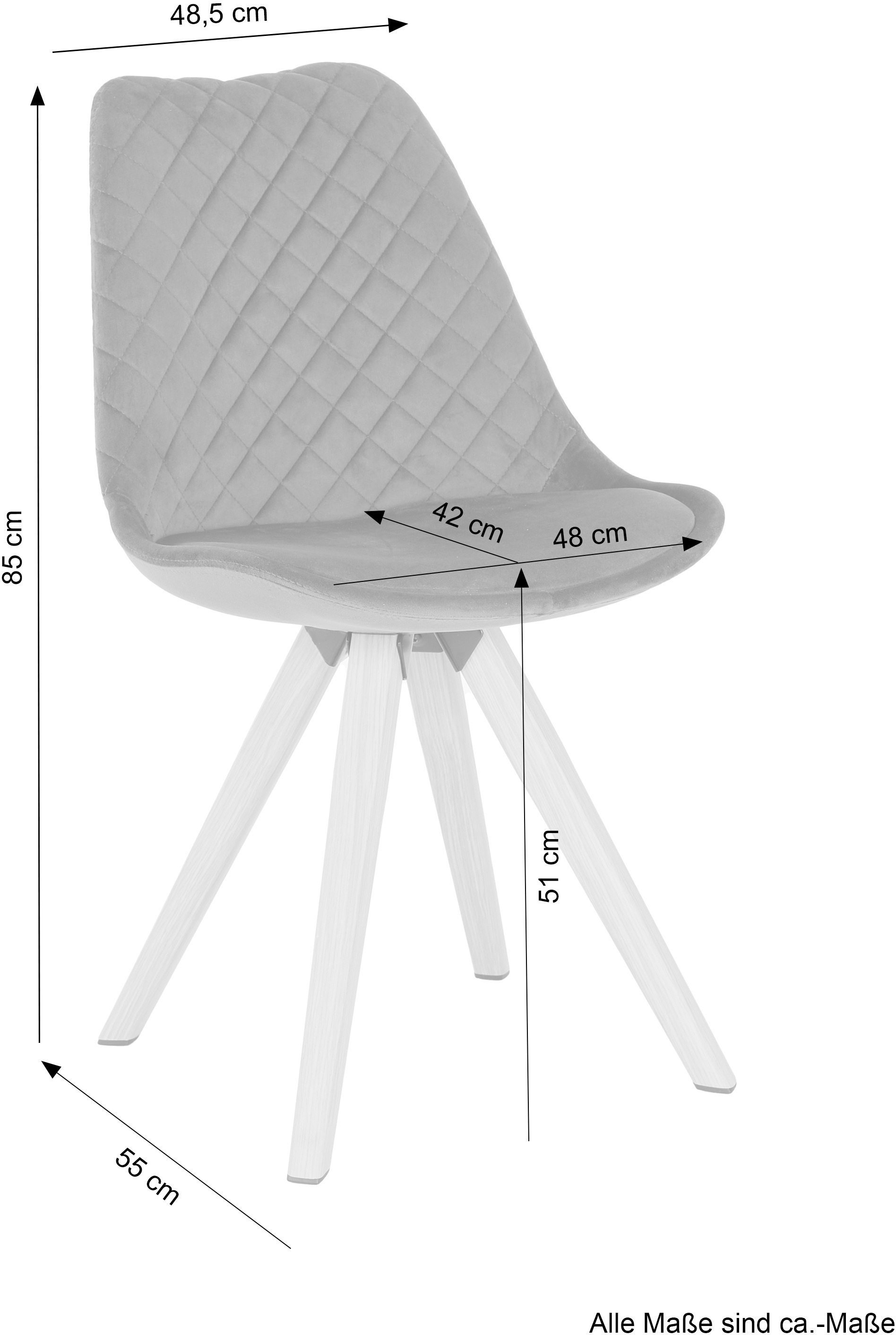 byLIVING Esszimmerstuhl »Arik«, (Set), 2 St., Samt, Bezug in Samt oder Cord, Gestell in Eichen-Optik