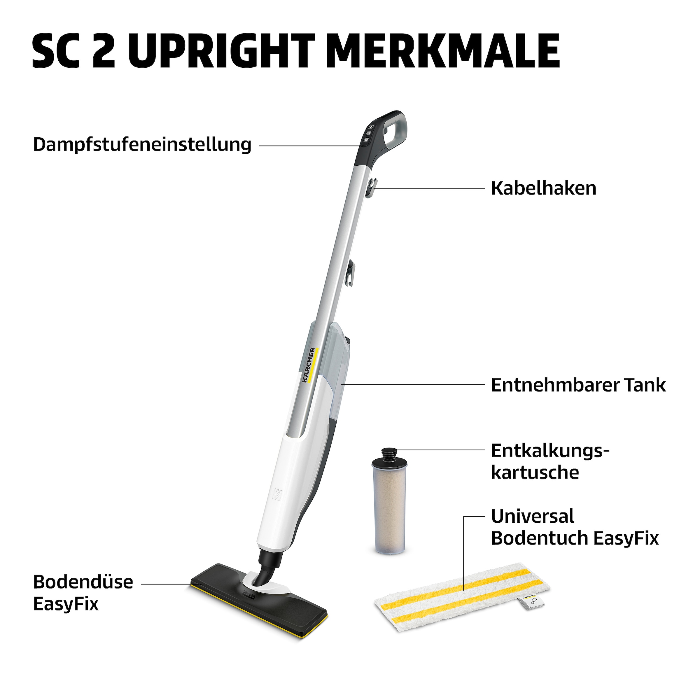 KÄRCHER Dampfmopp »SC 2 Upright« Flächenleistung: ca. 50 m², Tank: 0,4 l, mit Bodendüse EasyFix