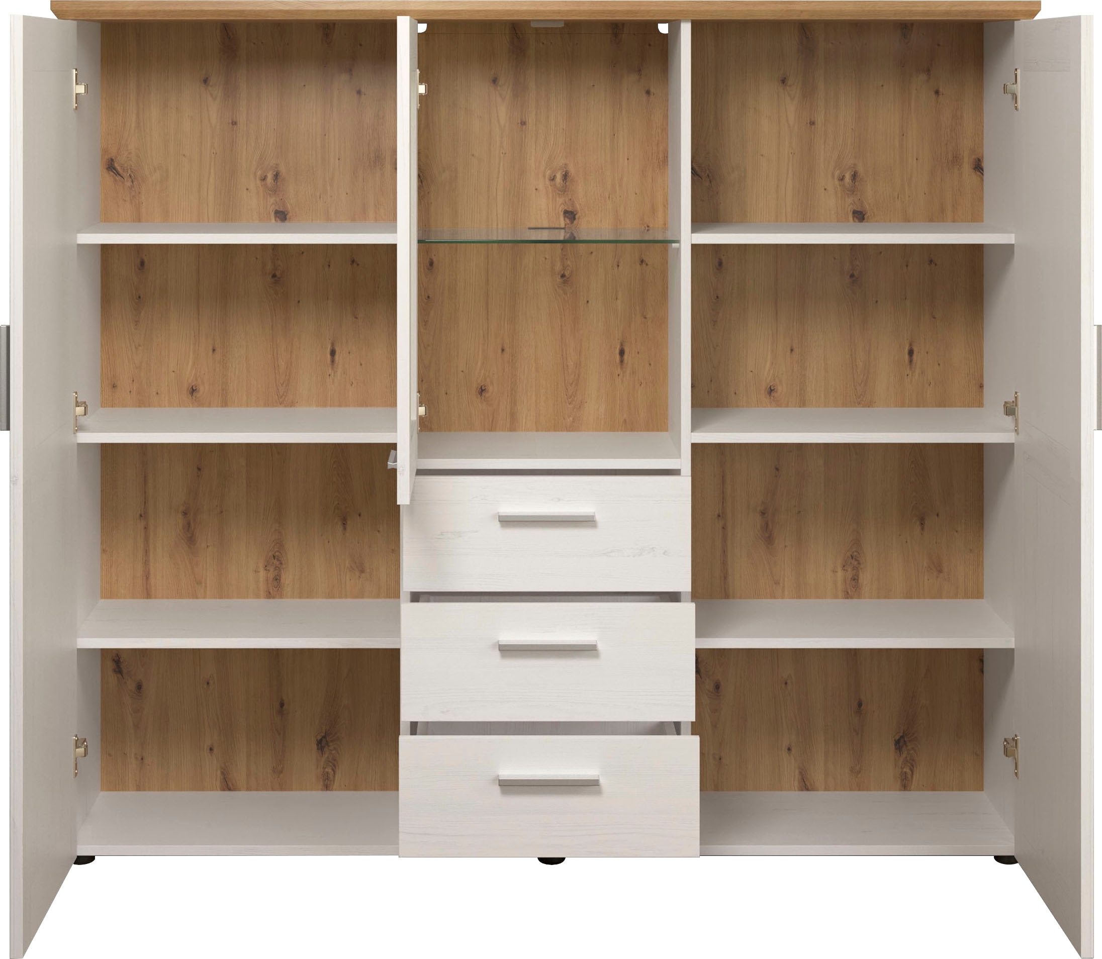 Home affaire Highboard »Nybro«, Vitrine, wechselseitig montierbarer Türanschlag, Breite 159 cm