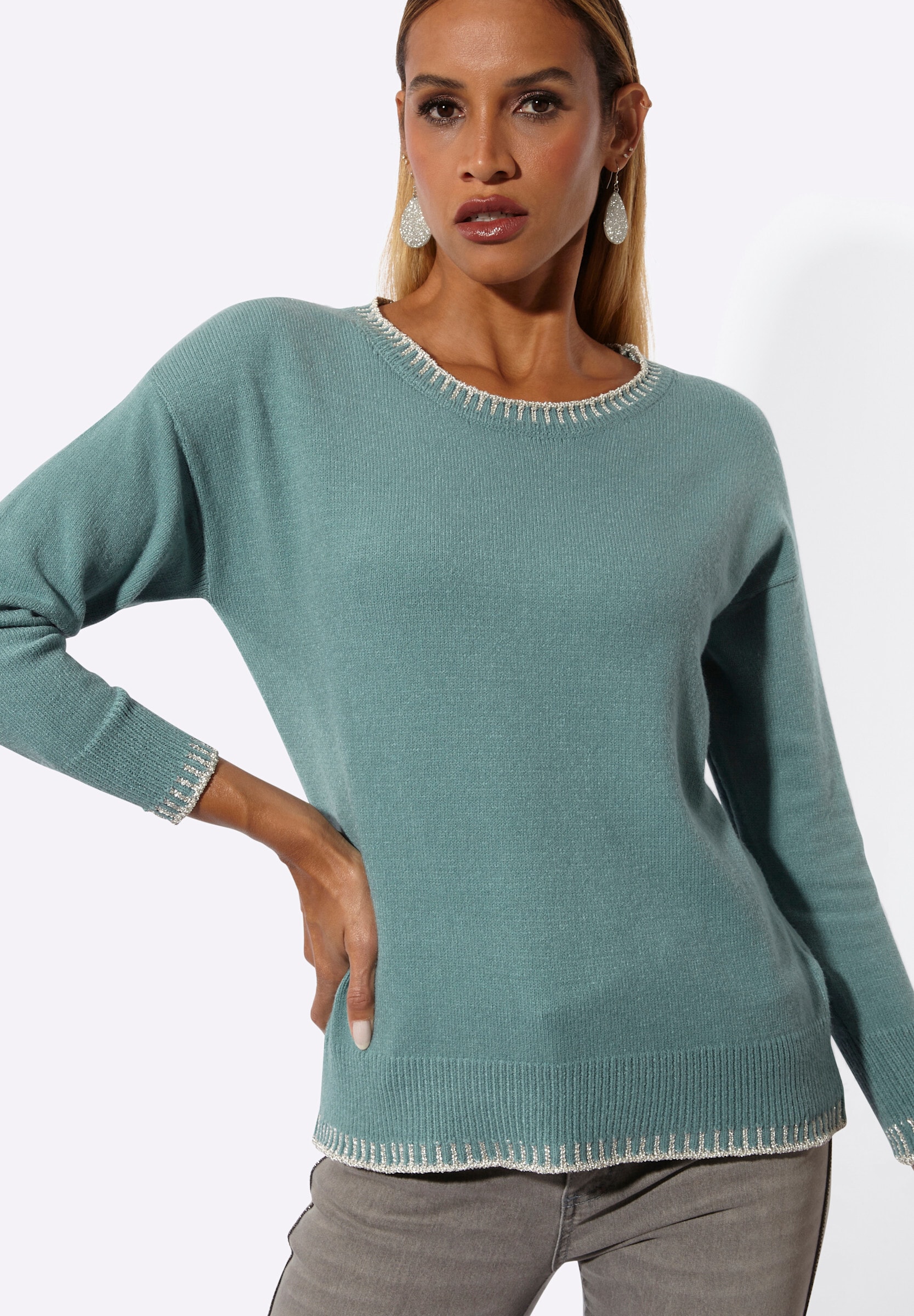 creation L Strickpullover »Modal-Mix-Pullover Langarm-Pullover mit Glanzgarn«