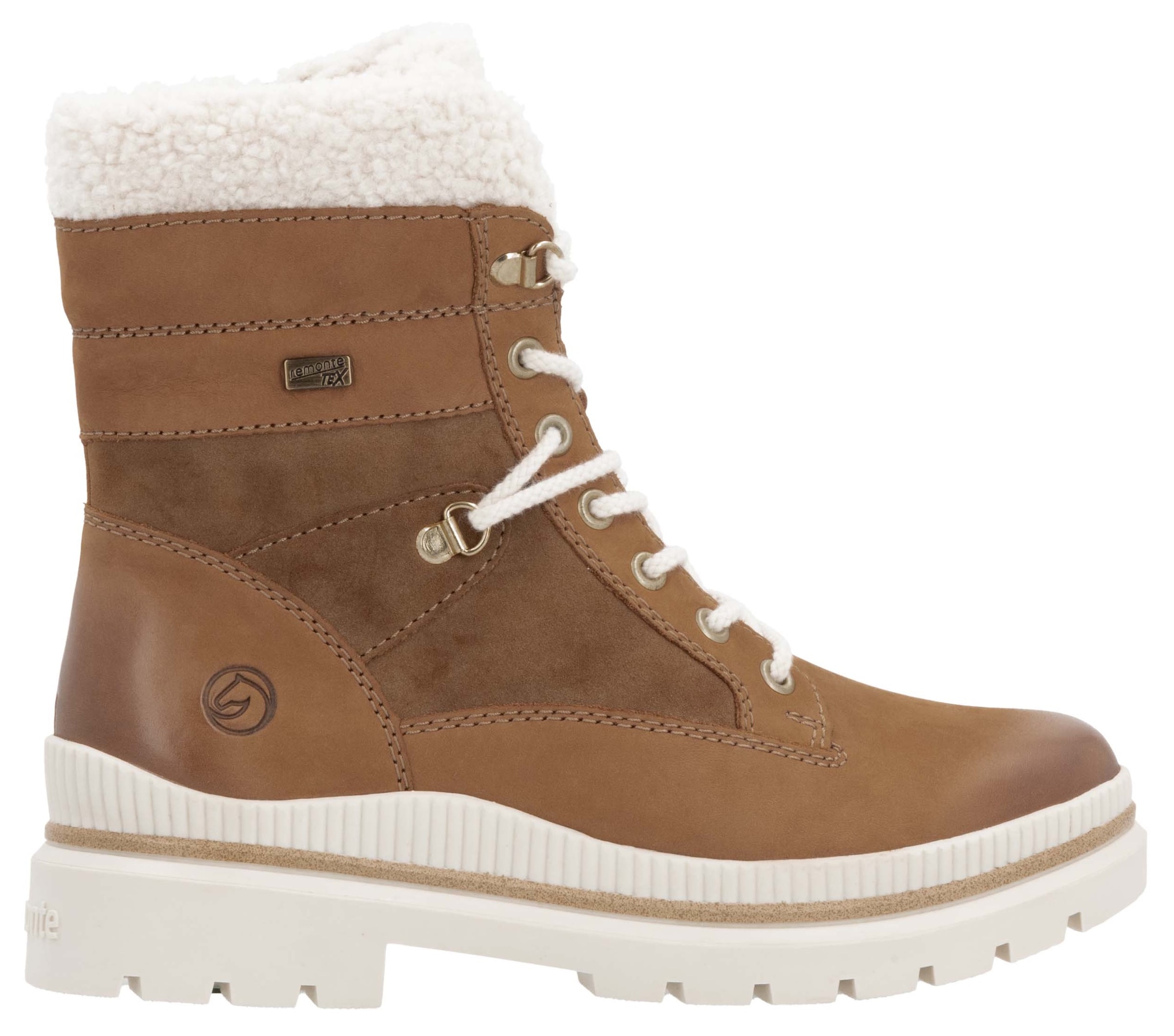 Remonte Winterboots, Blockabsatz, Schnürstiefelette, Outdoorschuh mit Teddyfutter-Besatz