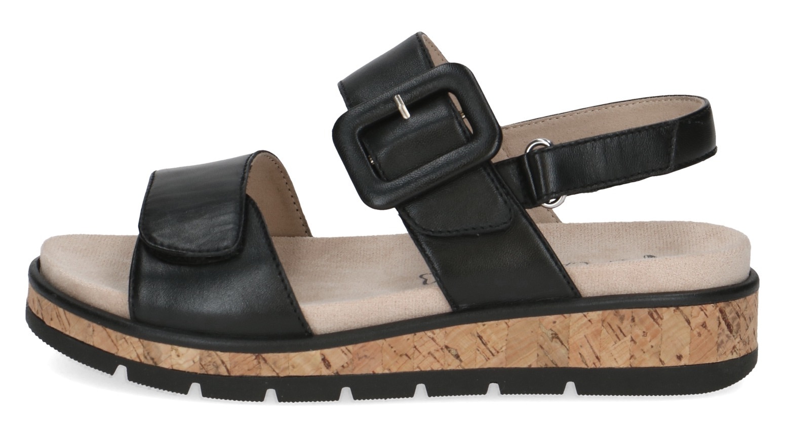 Caprice Keilsandalette, Riemchensandale, Sommerschuh, Klettverschluss unter der Zierschnalle