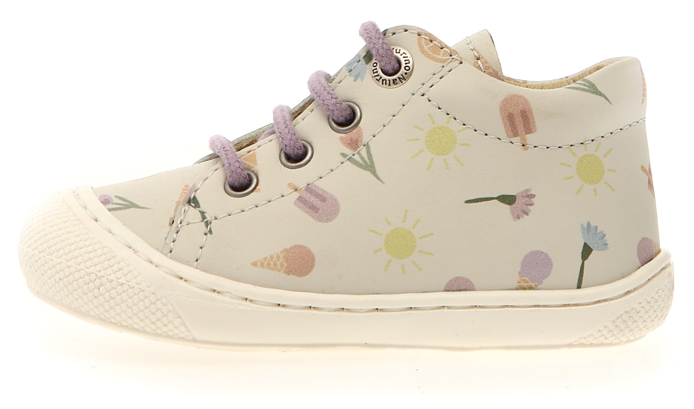 Naturino Lauflernschuh »COCOON PR. FRESHEN MILK«, Babyschuh, Schnürschuh, Barfußschuh mit buntem Print