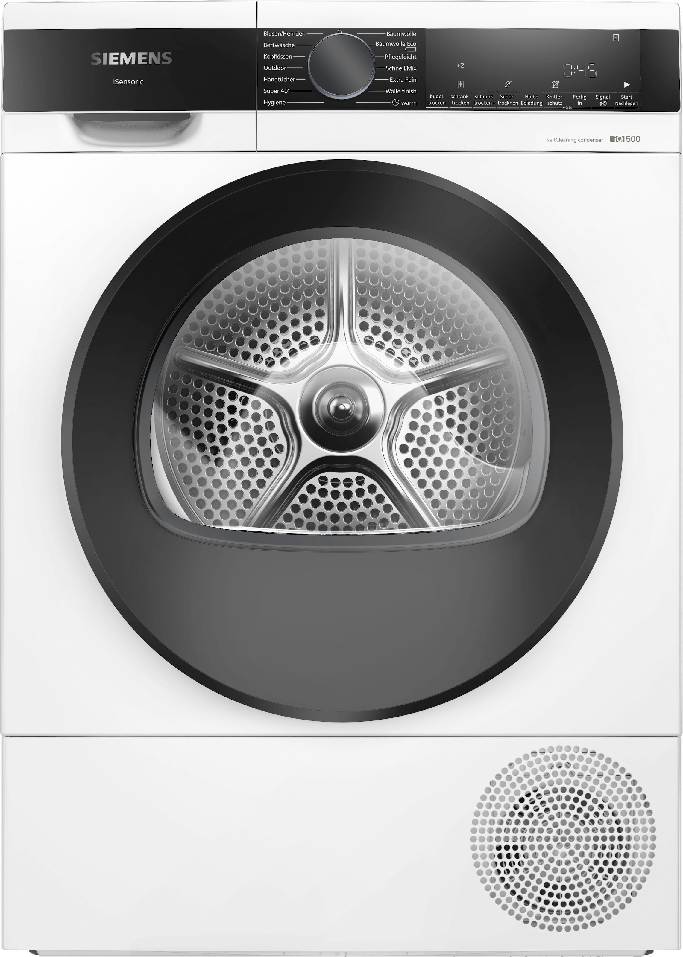 SIEMENS Wärmepumpentrockner "WQ45G2D00" iQ500 Selbstreinigender Kondensator, Halbe Beladung, Reversierende Trommel