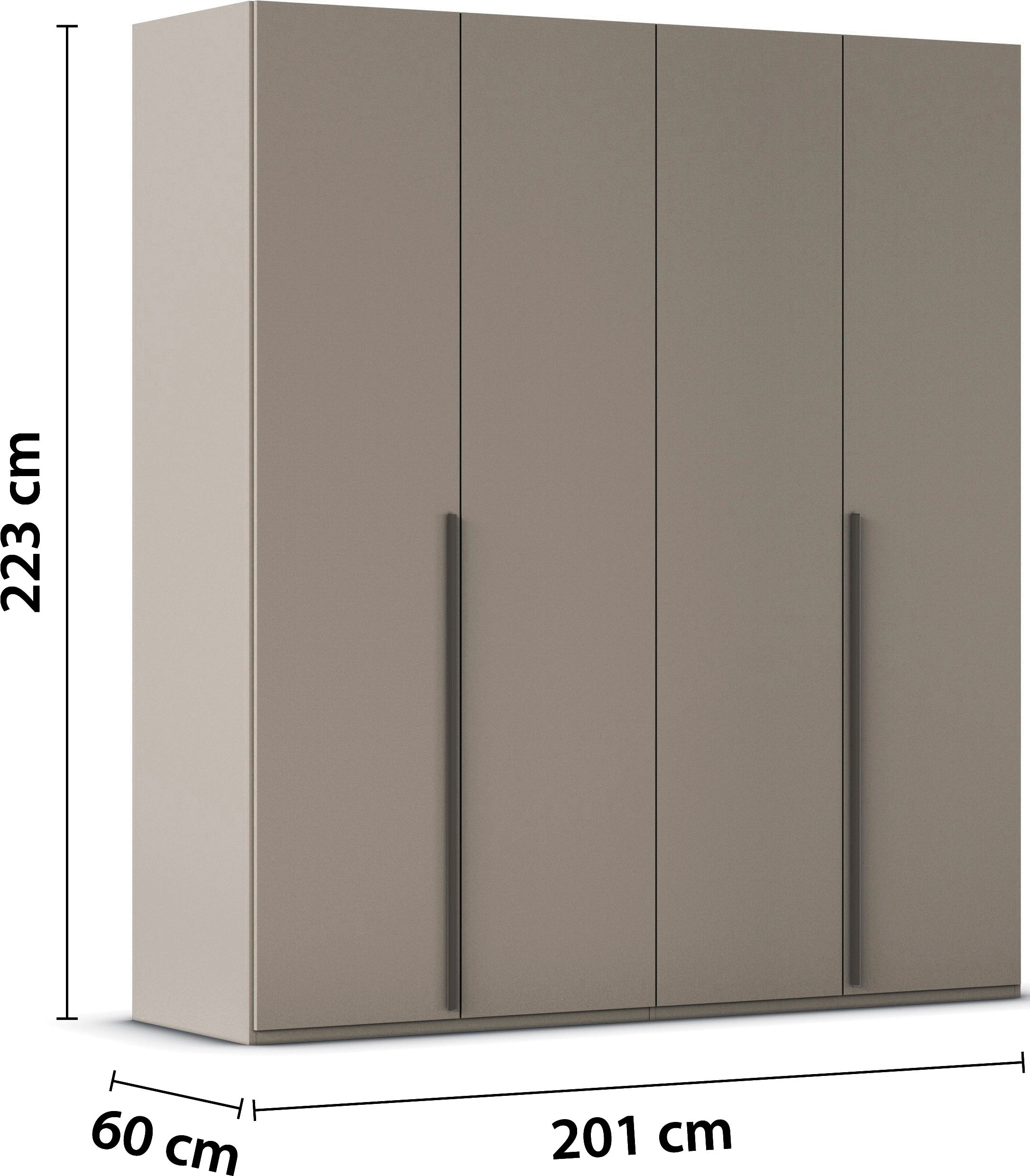 rauch Drehtürenschrank »Kleiderschrank Schrank Garderobe Wäscheschrank BESTSELLER MONTCLAR« 3 Ausstattungen BASIC/CLASSIC/PREMIUM (SOFT-CLOSE), Breiten 201-400 cm,  Front in Glas/Hochglanz/Dekor/Grauspiegel in 5 Breiten MADE IN GERMANY