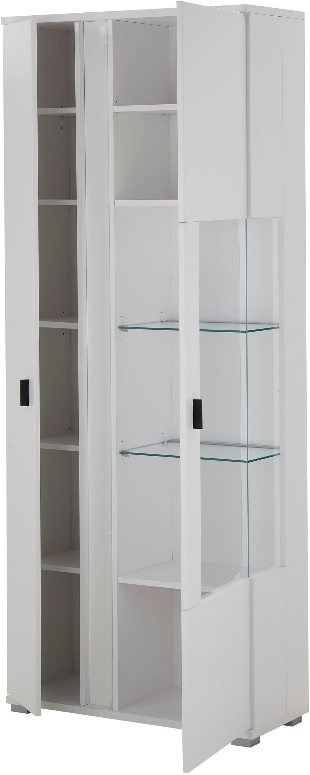 INOSIGN Vitrine »LONG ISLAND, Stauraumvitrine«, (1 St.), in moderner Trendfarbe,inklusive senkrechter Beleuchtung,Breite 80 cm