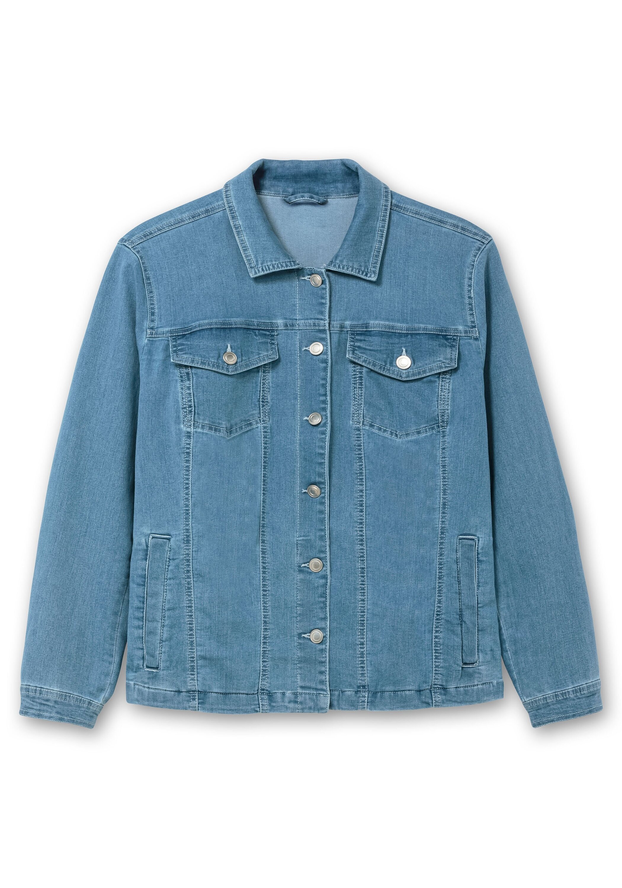 Sheego Jeansjacke »Jeansjacke mit Hemdkragen und Brusttaschen«, ohne Kapuze