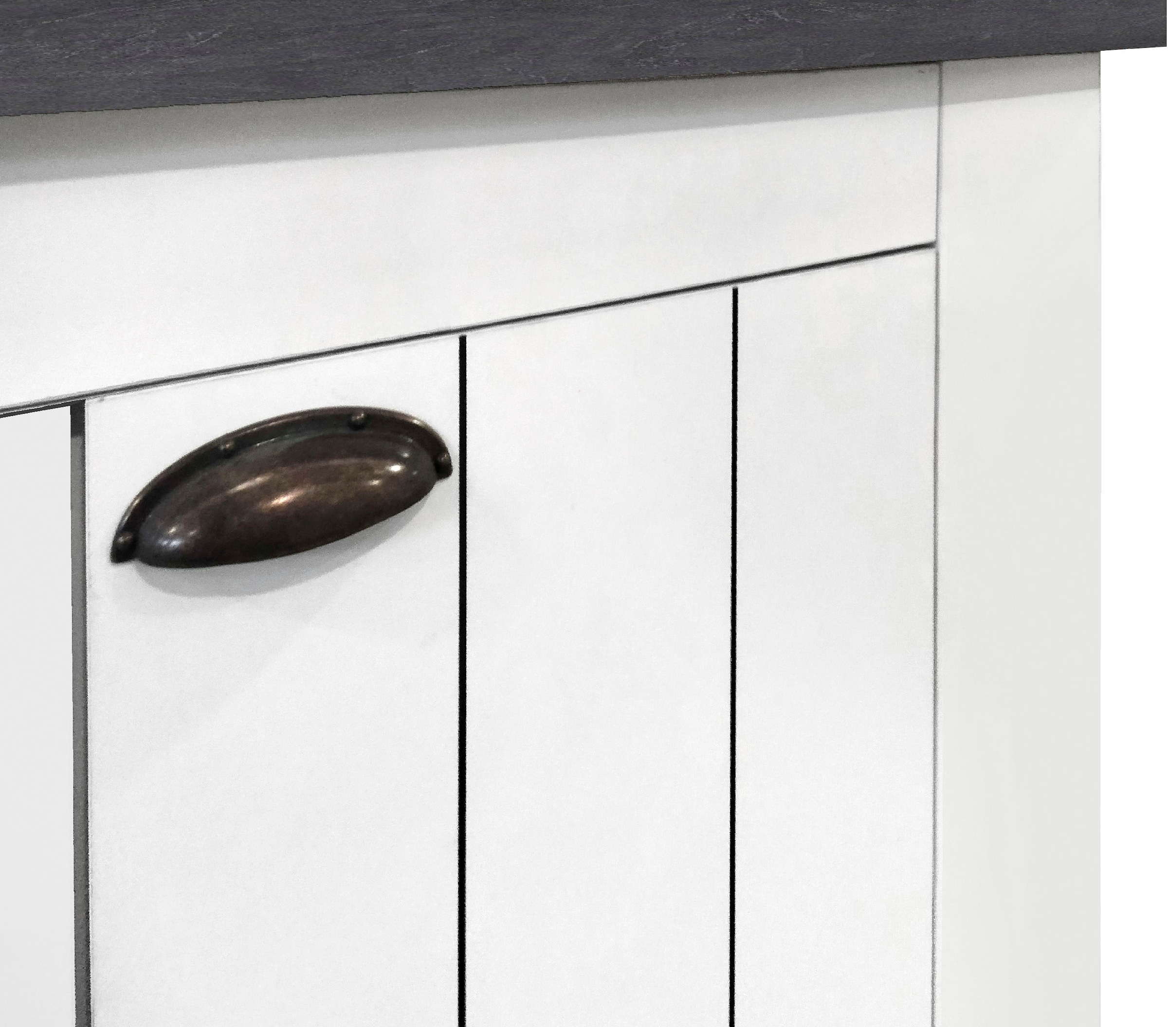 INOSIGN Schuhschrank »FIGO, Made in Italy – Schuhkommode,Schuhregal für ca. 20 Paar Schuhe«, (1 St.), 4-Türig, Siebdruck-dekorative Fräsungen, 10 Fächer, Breite 84 cm