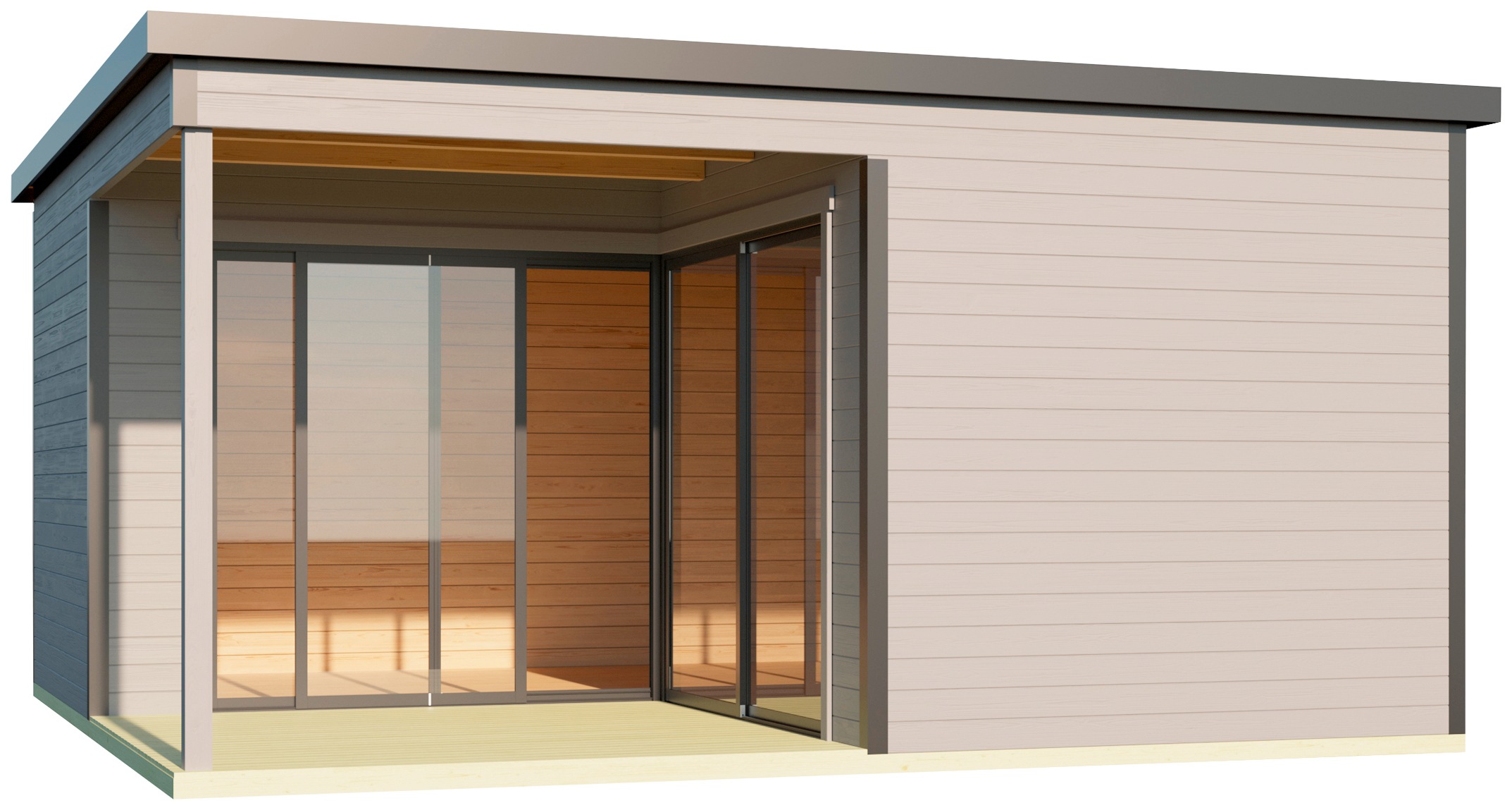 LASITA MAJA, Gartenhaus »DOMEO 6 LOGGIA LICHTGRAU/ANTHRAZIT« mit Überdachung, Fundamentmass 5000 x 5000, Lichtgrau, Lichtgrau, Holzwerkstoff, Fußboden