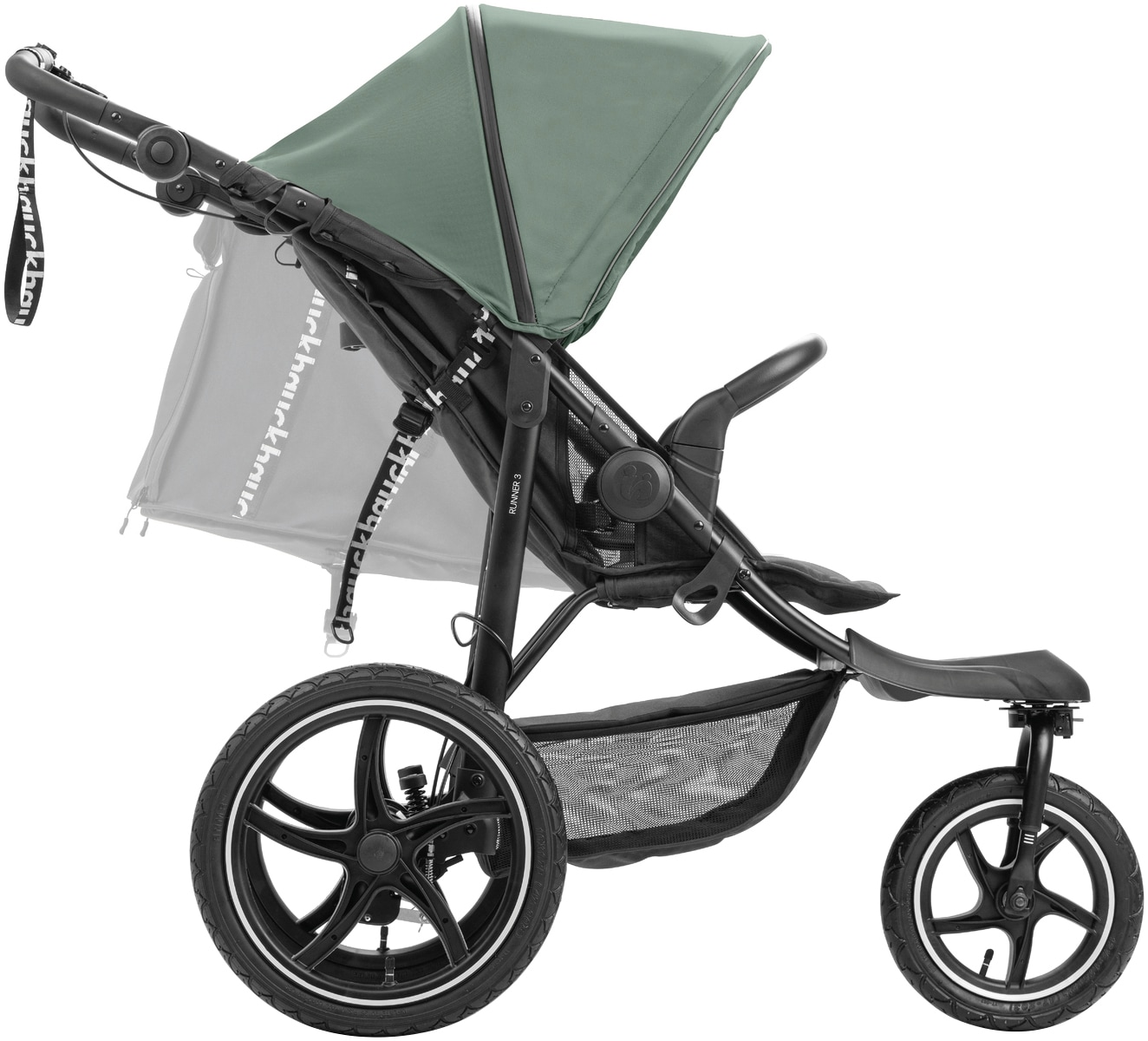 Hauck Dreirad-Kinderwagen »Runner 3, Jungle Green«, 22 kg, mit XXL-Lufträdern u. Handbremse; bis 22 kg belastbar