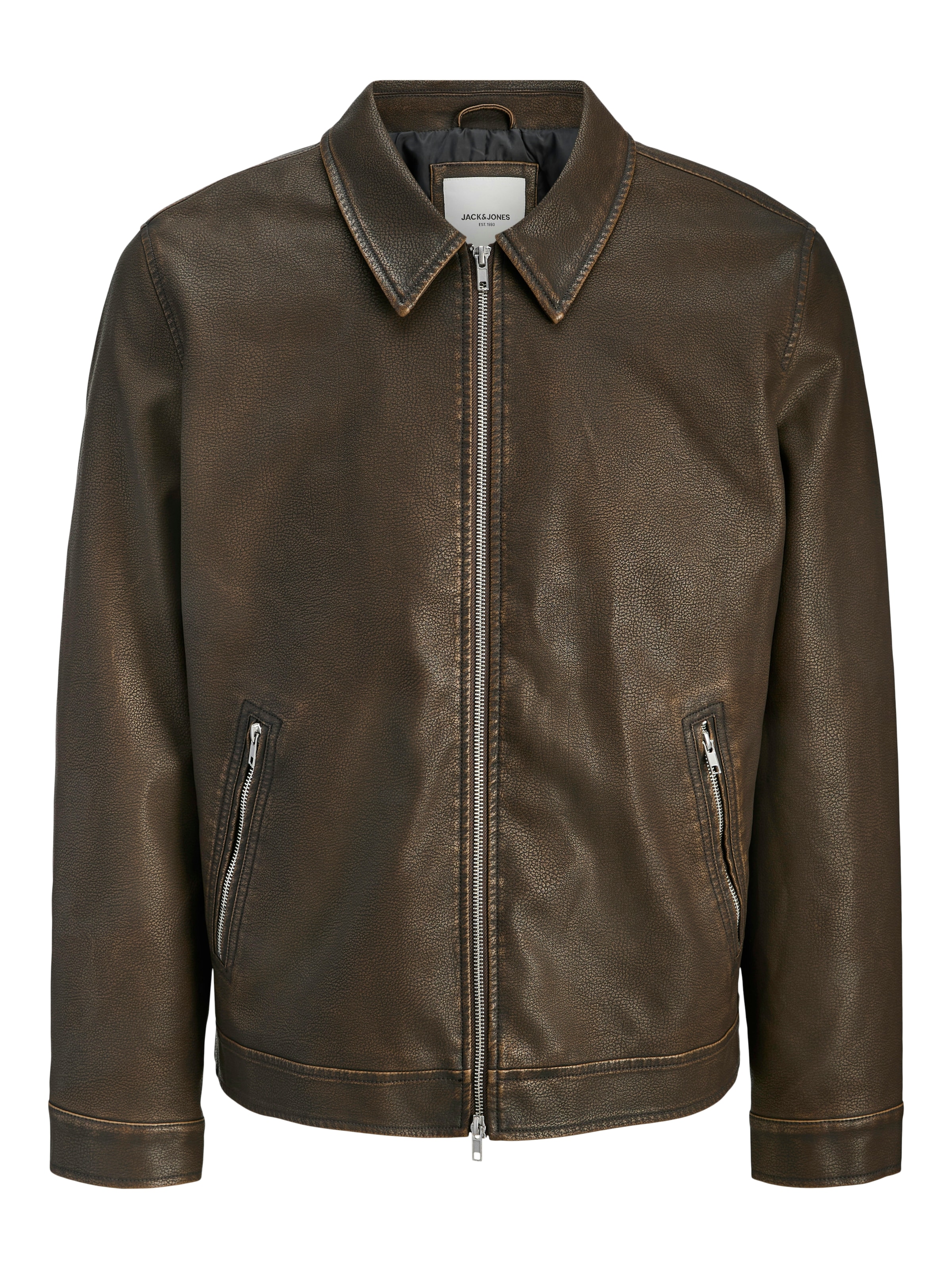 Jack & Jones Bikerjacke »JJECASABLANCA PU JACKET NOOS« ohne Kapuze mit Fronttaschen
