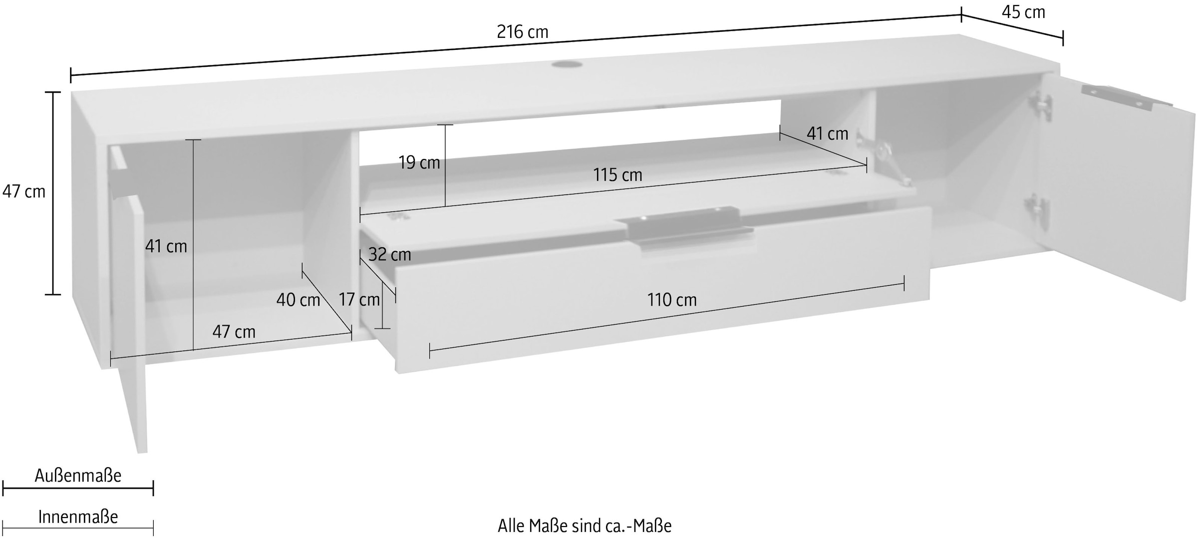 Mäusbacher Lowboard »Bonnie«, Breite 216 cm auf Rechnung bestellen