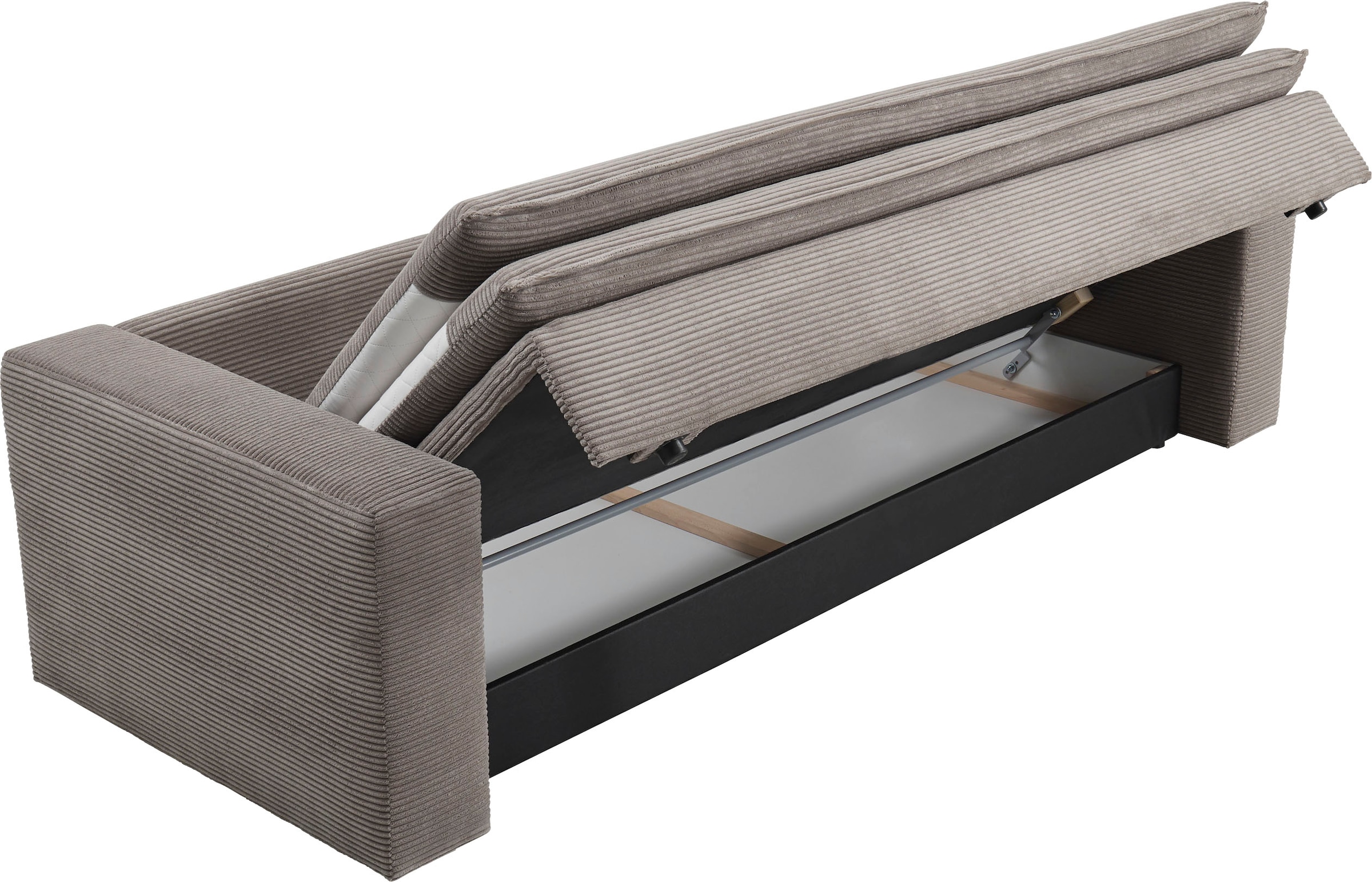 Places of Style Sitzgruppe »PIAGGE«, (2 tlg.), 3-Sitzer-Sofa mit Bettfunktion und Loveseat-Hocker im Set