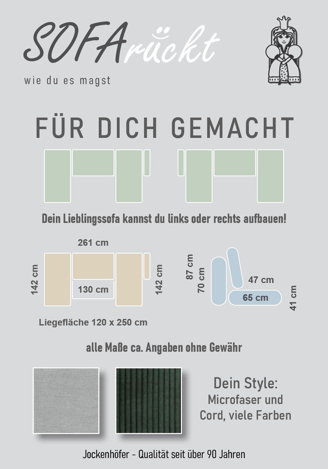 Jockenhöfer Gruppe Wohnlandschaft »U-Form, B: 260 cm« mit Bettfunktion & Bettkasten