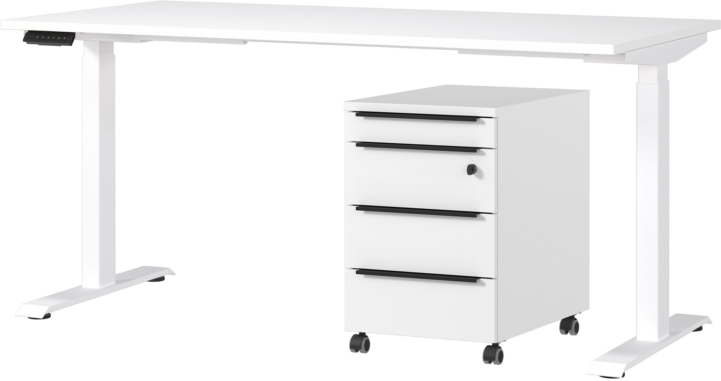 GERMANIA Büromöbel-Set »Mailand, inkl. Schreibtisch (elektr. höhenverstellbar) & Rollcontainer« 2 Stk. tlg. Breitenvariante wählbar (140-180 cm), Made in Germany
