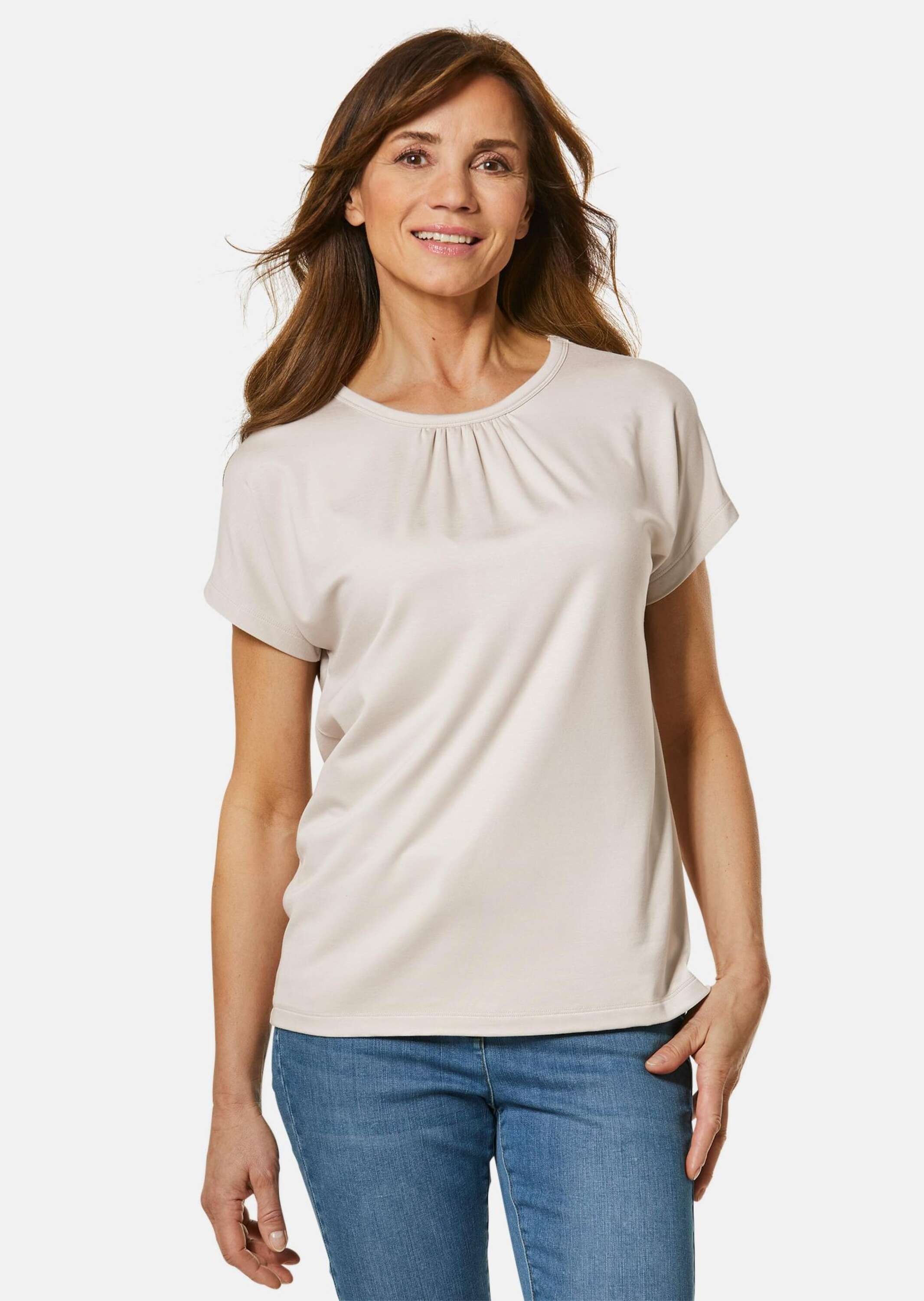 GOLDNER Langarm-Poloshirt »Rundhalsshirt Bequemes Rundhalsshirt aus glänzender Qualität«