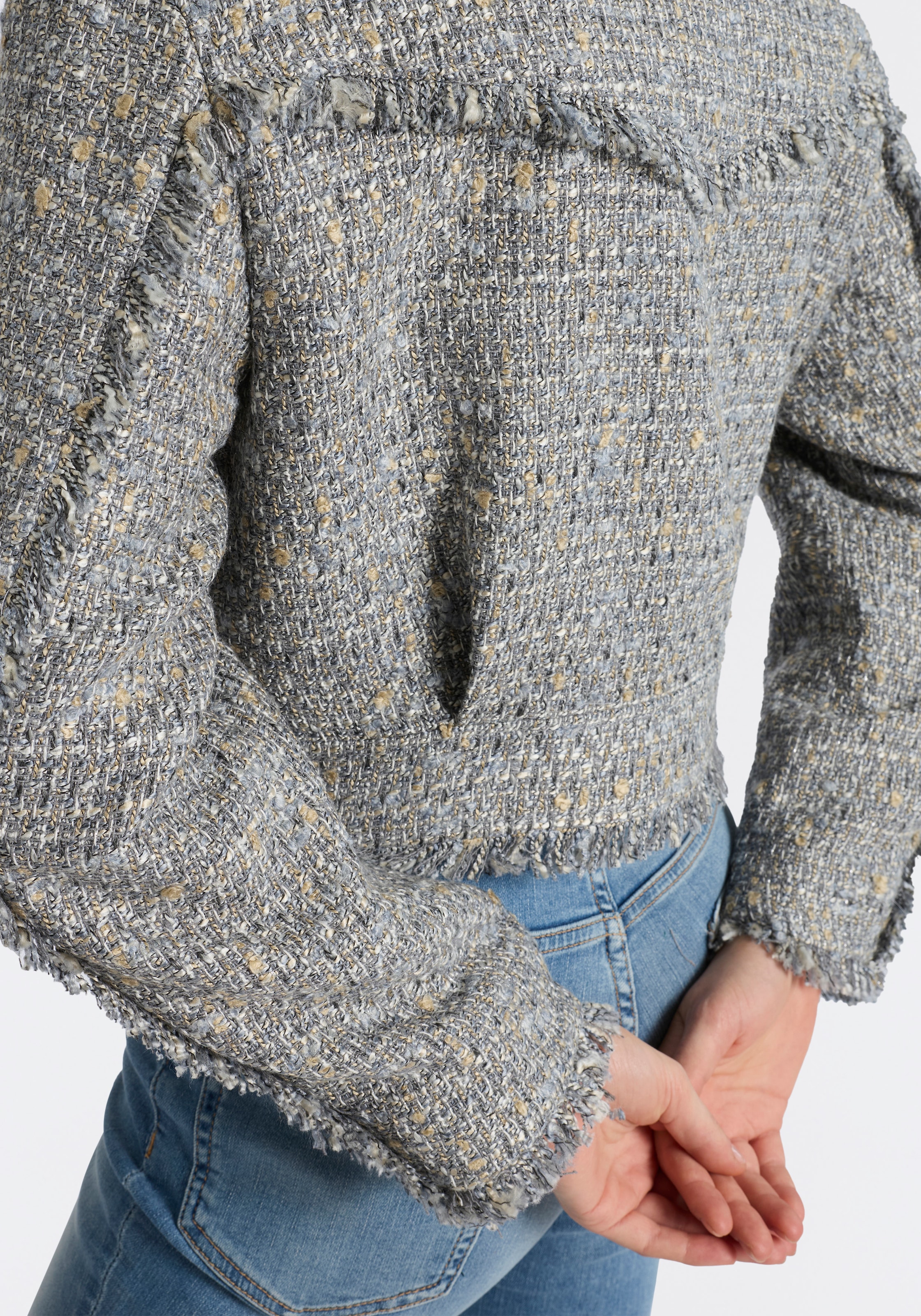 BOSS ORANGE Kurzblazer »Jawelli Premium Damenmode« mit Fransen-Details