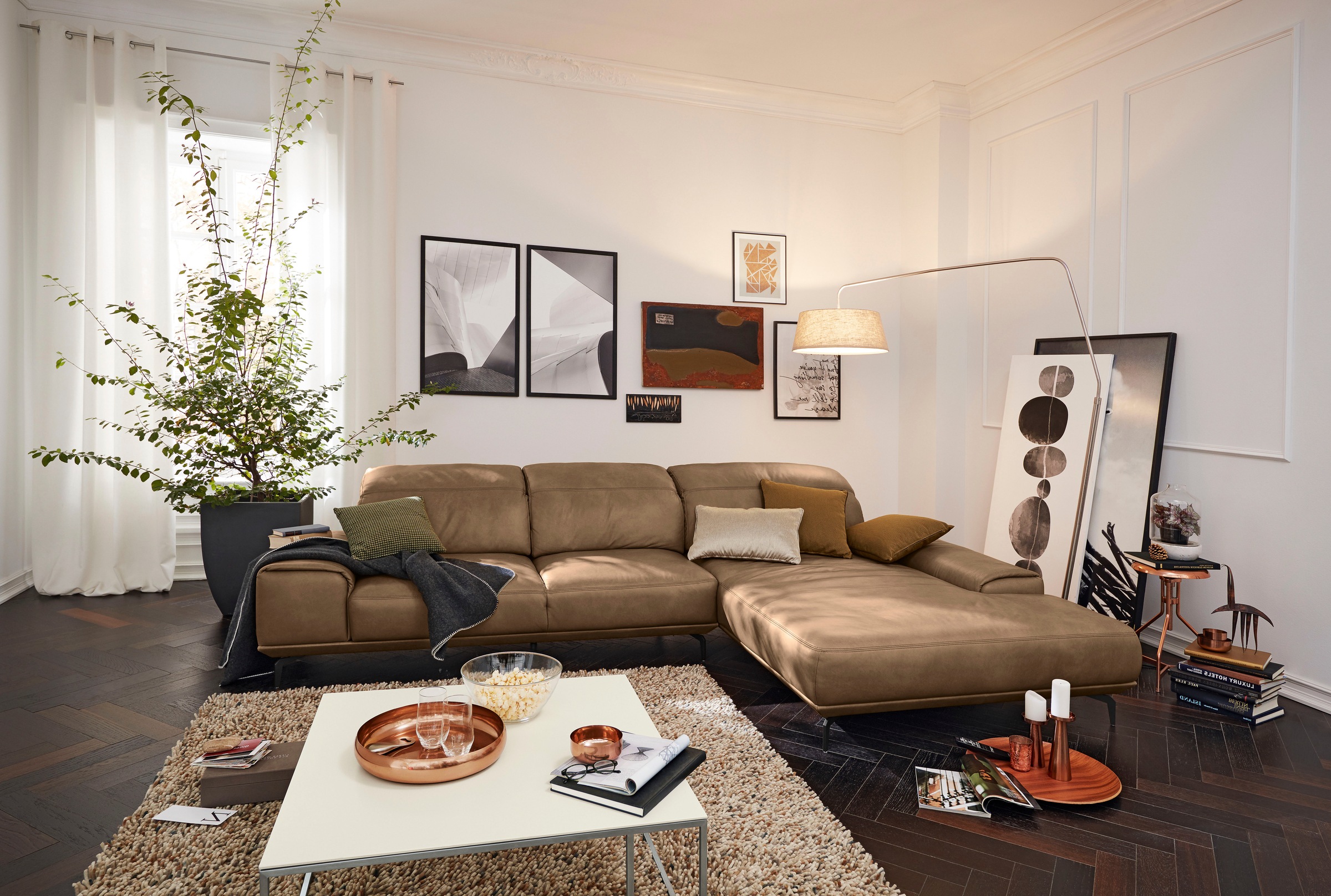 Musterring Wohnlandschaft »MR 2490«, Fuß schwarz, Sitzhöhe 48cm, wahlweise mit Funktionen, Maße 342x207 cm