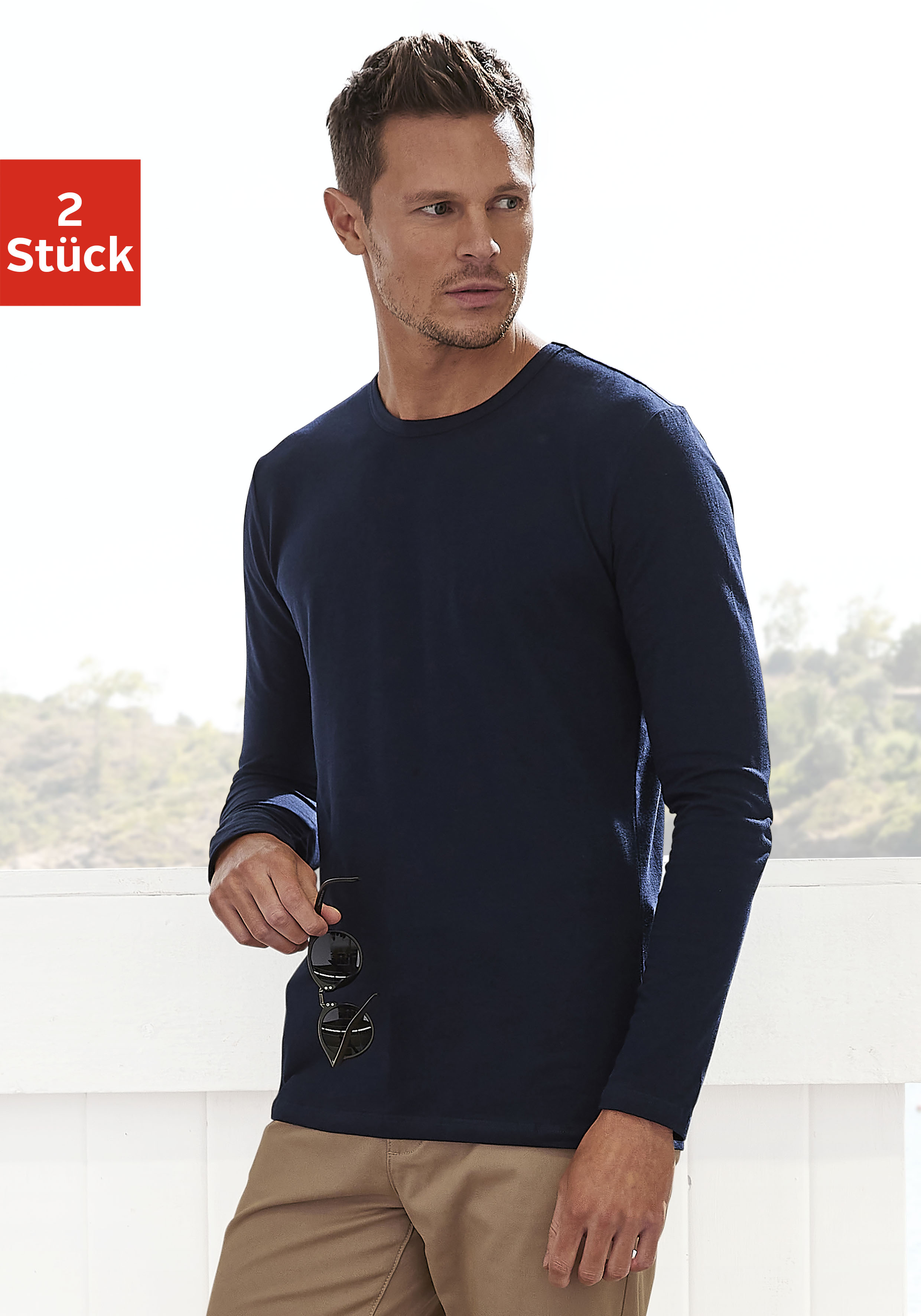 Langarmshirt, (Packung, 2er-Pack), aus Baumwolle perfekt als Unterziehshirt