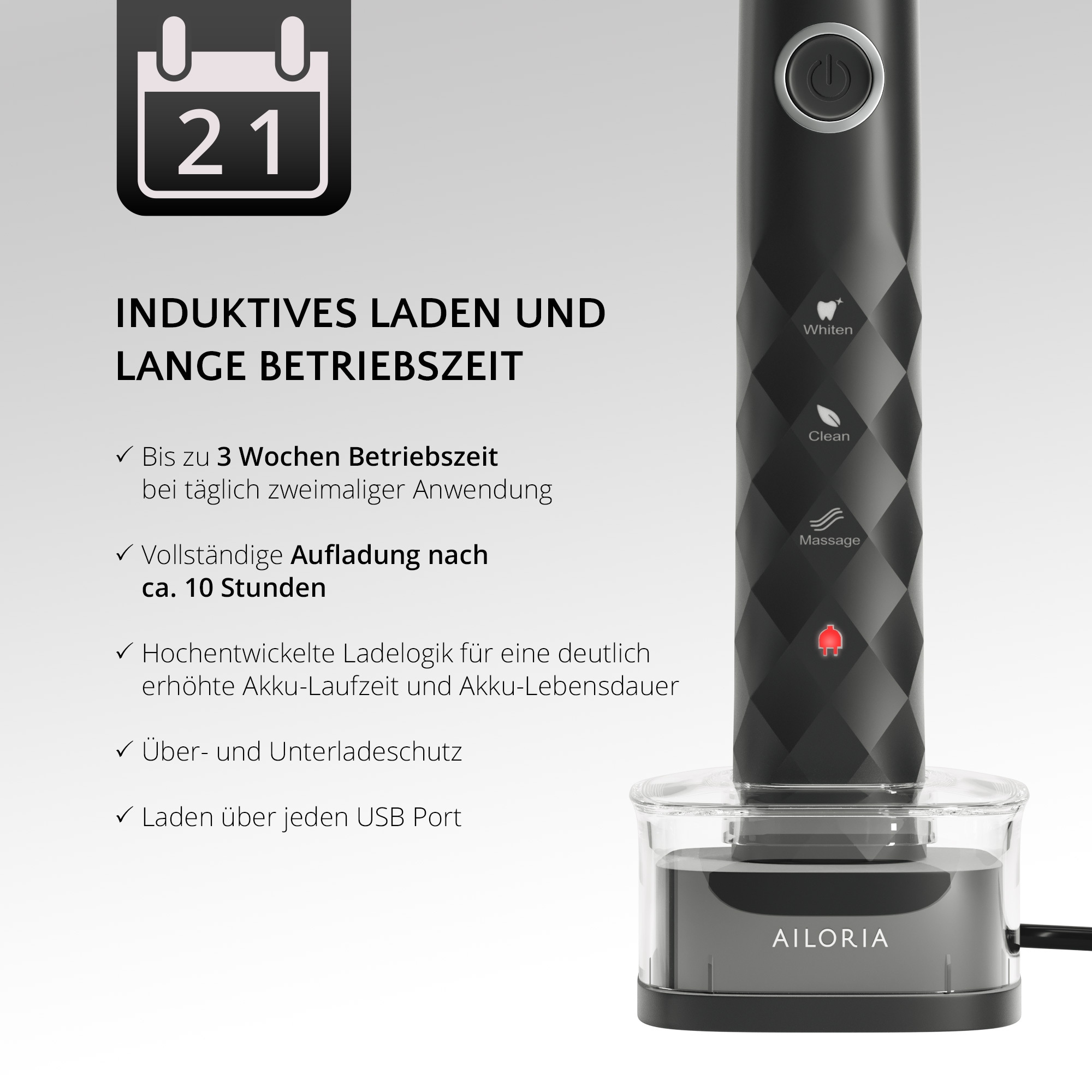 AILORIA Schallzahnbürste »USB-Schallzahnbürste SHINE BRIGHT«