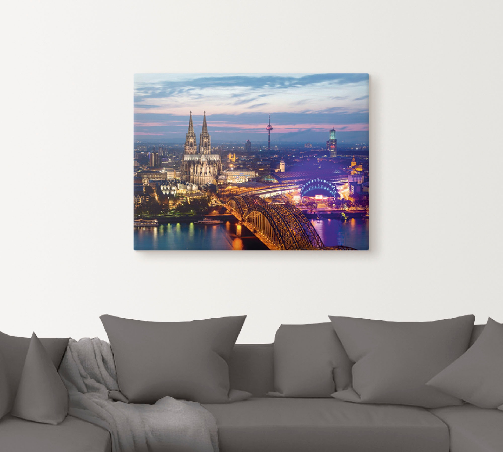 Artland Leinwandbild »Köln Panorama am Abend« Deutschland 1 Stk. tlg. auf Holzrahmen gespannt