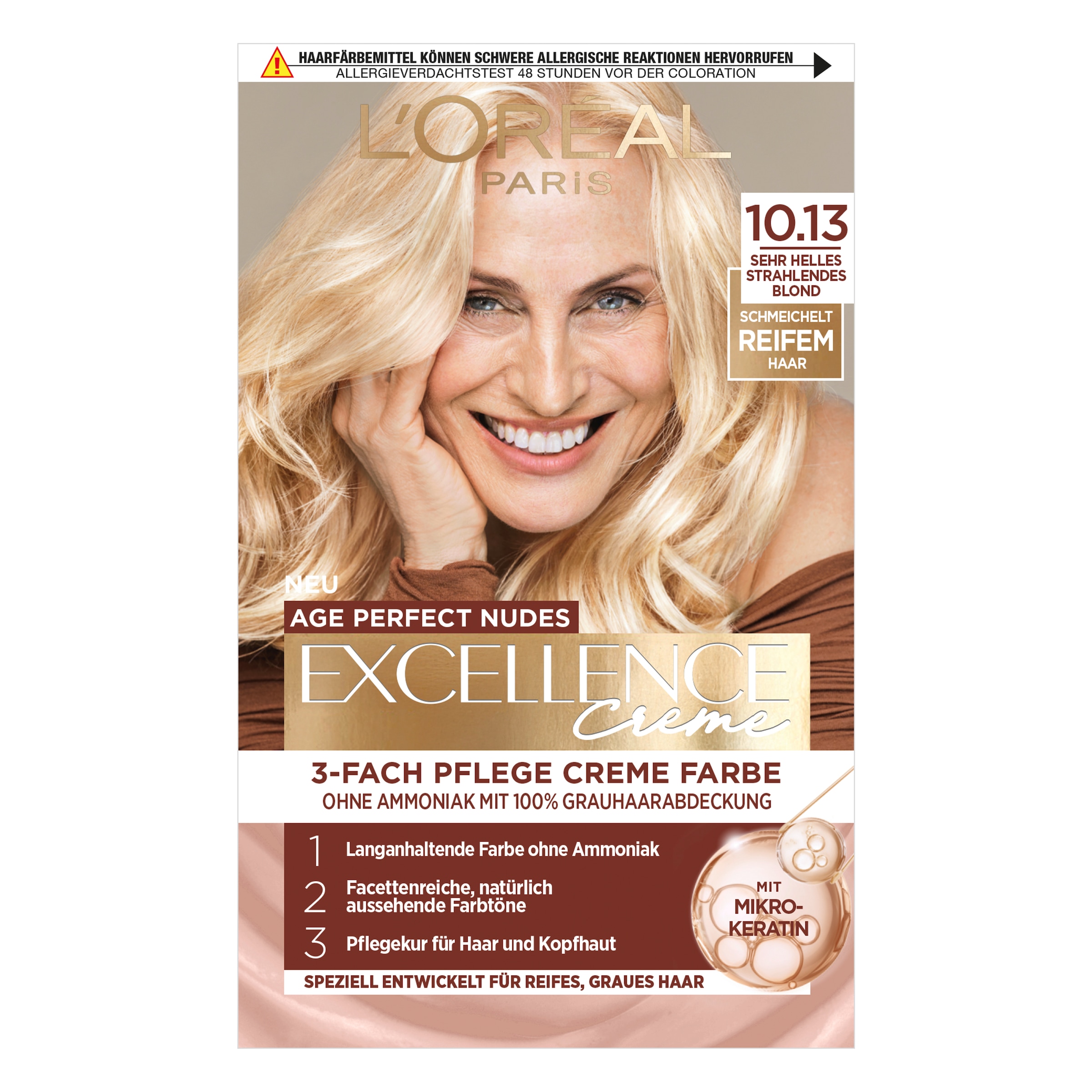 L'ORÉAL PARIS Coloration »EXCELL AP NUDES 9.31 GOLD BLD GER« für graues Haar, mit hydrolysiertem Weizenprotein, große Menge 192 ml