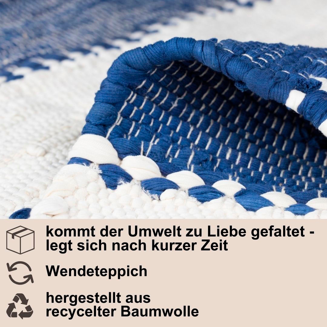 Myflair Möbel & Accessoires Teppich »Karim«, rechteckig, Handweb Teppich, gestreift, 90% Baumwolle, handgewebt, mit Fransen