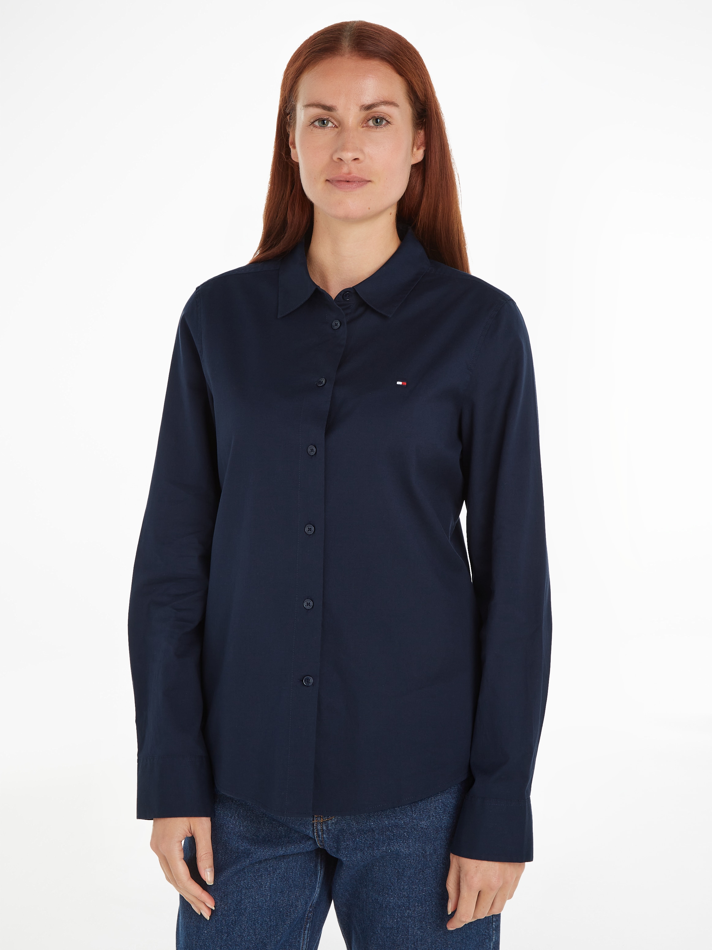 Hemdbluse »STRETCH OXFORD REGULAR SHIRT«, mit Logostickerei