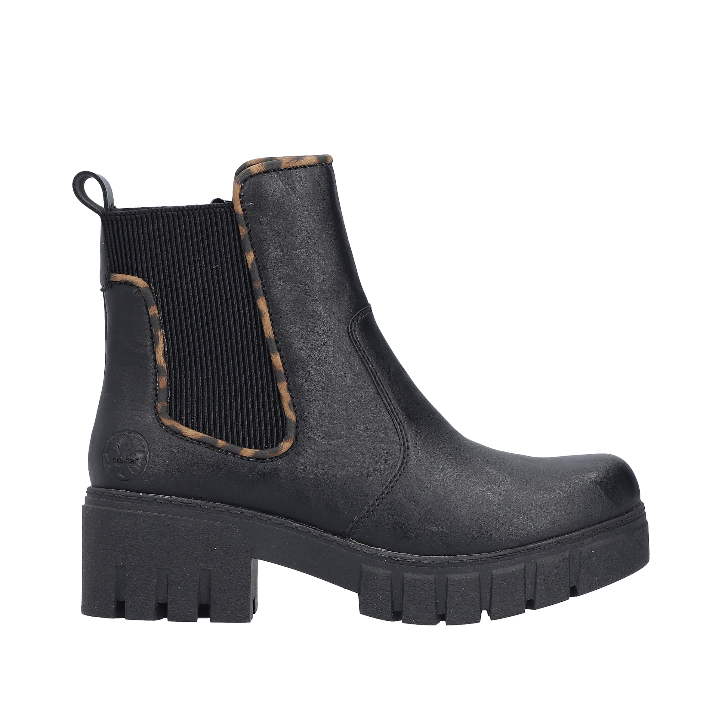 Rieker  Stiefelette mit dekorativer Einfassung in Leo-Optik