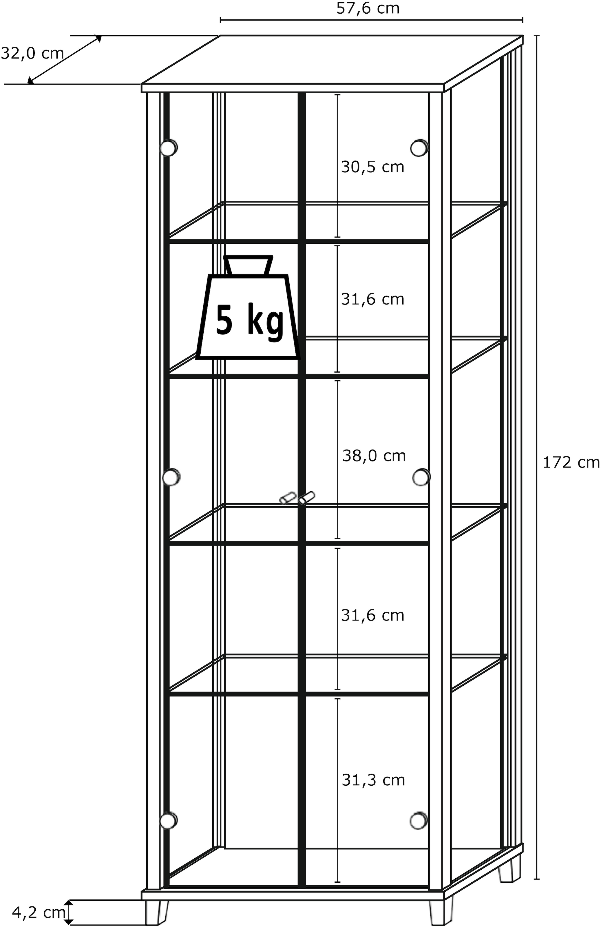 fif möbel Vitrine »OPTIMA«, Standvitrine, Vitrinenschrank, Glasvitrine, Sammlervitrine