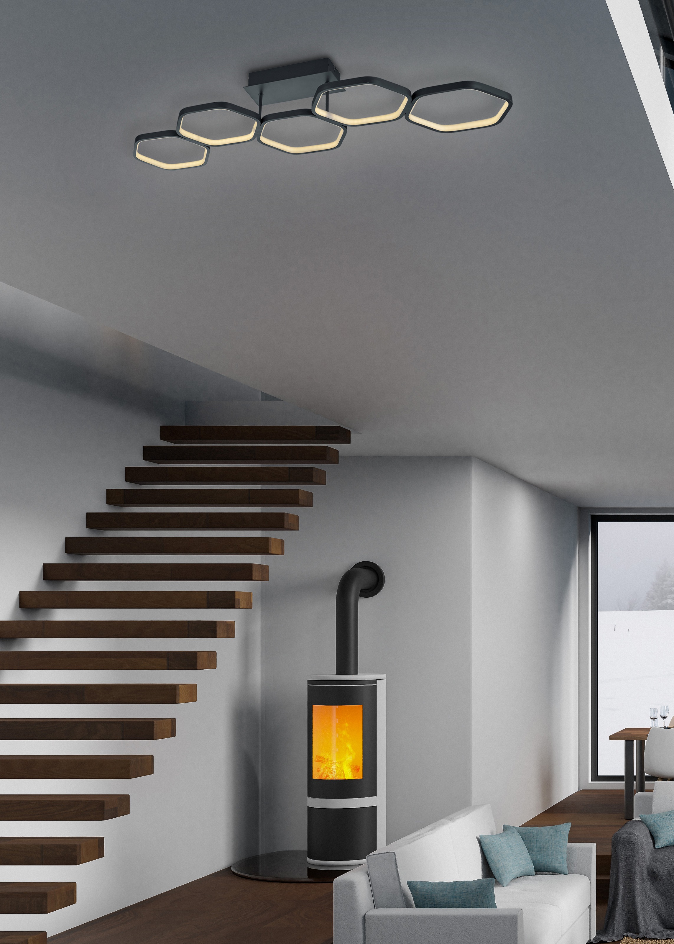 XXL LED 2800 TRIO kaufen Garantie Lumen LED flammig-flammig, Wabenoptik, online | 3000K, mit Jahren Deckenlampe Leuchten 3 Deckenleuchte »Vigo«, dimmbare 1 in