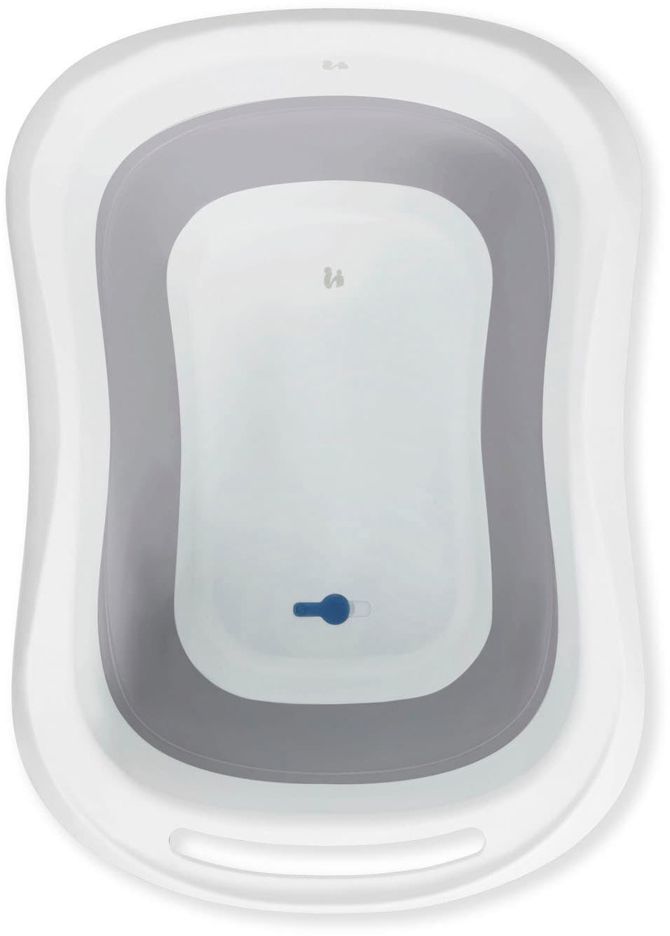 Hauck Babybadewanne »Wash N Fold L, White/Stone« Höhe 44 cm Standbeine | wärmeempfindlicher Ablaufstopfen | zusammenfaltbar Faltbadewanne mit Wassertemperaturmessung am Ablaufstopfen