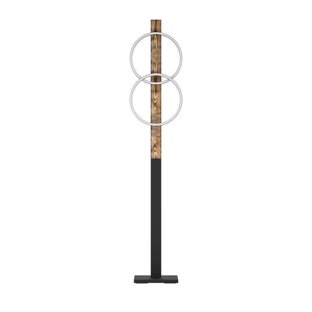EGLO Stehlampe »BOYAL«, 2 flammig, Leuchtmittel LED-Modul | LED fest integriert, Standleuchte, geflammtes Holz, schwarzes Metall, Stehleuchte, 150cm