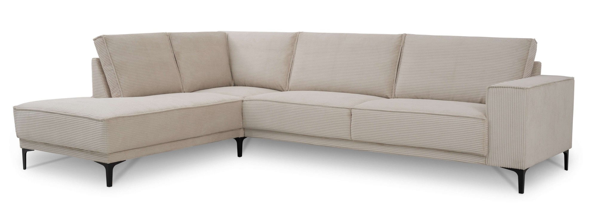 Places of Style Ecksofa »Polsterecke Oland, Struktur, Flachgewebe, Luxus-Microfaser, Boucle«, L-Form, 289 cm, Wellenunterfederung, Skandi-Design, Metallfüße