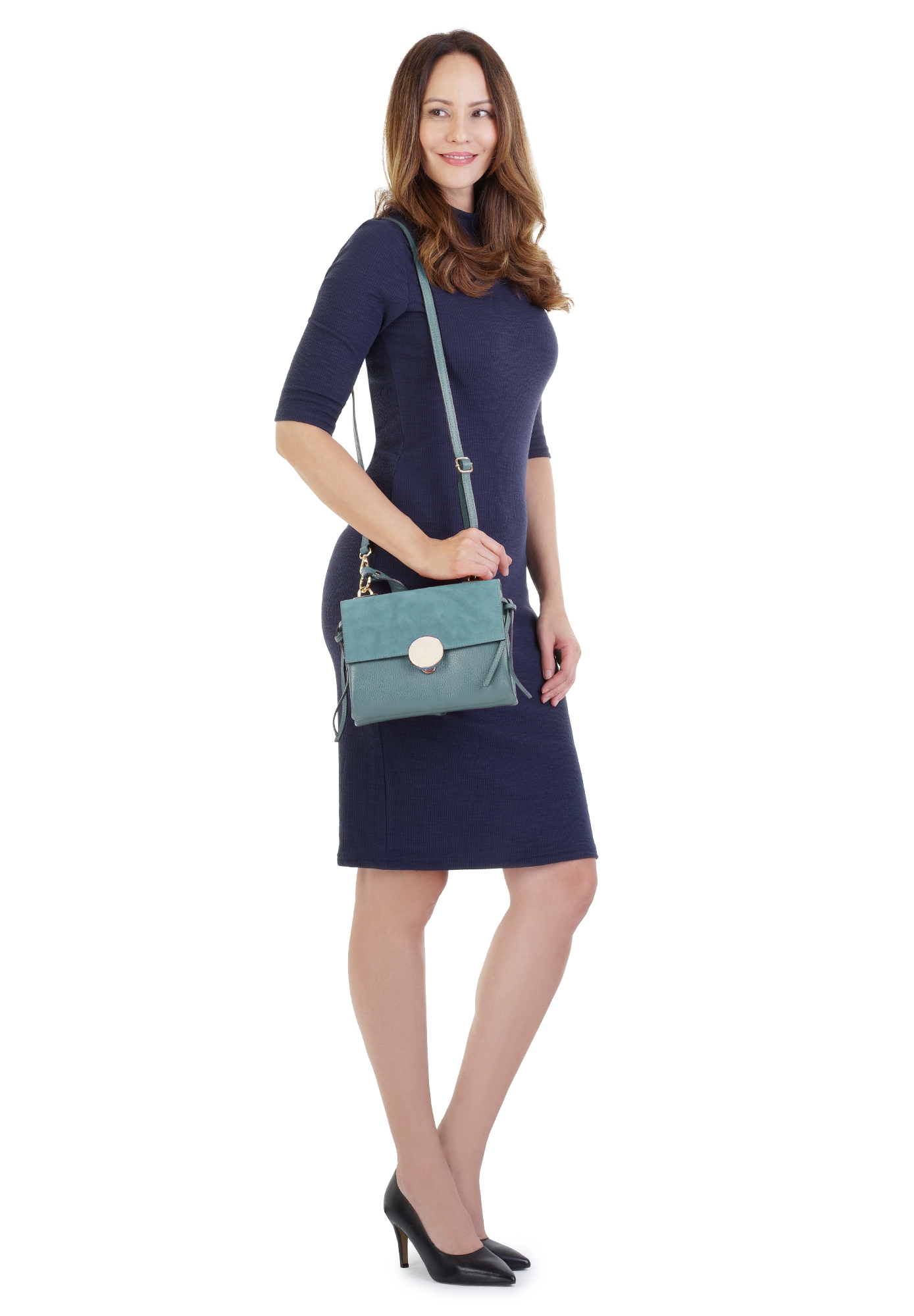 Cluty Umhängetasche, echt Leder, Made in Italy