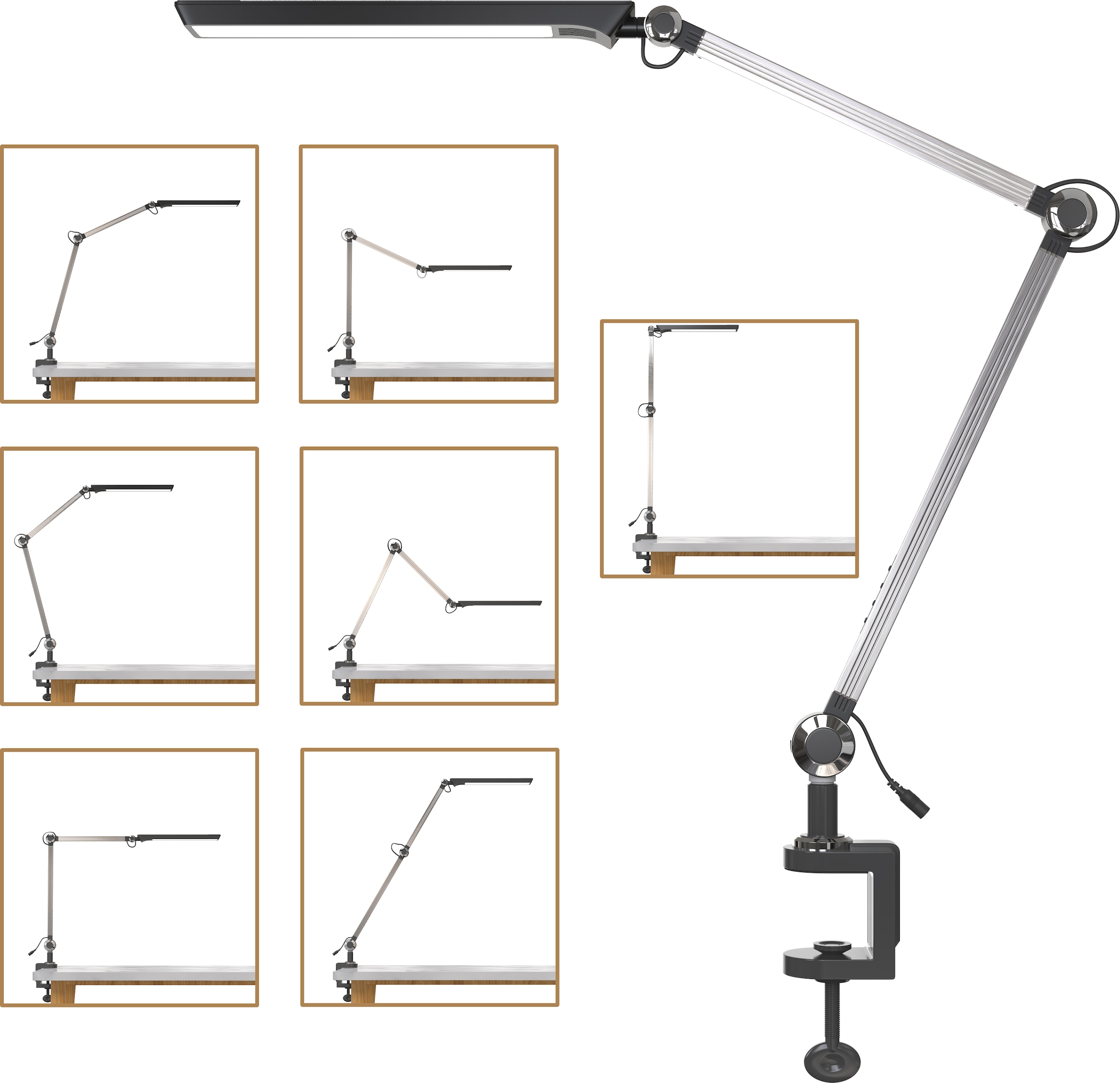 B.K.Licht Klemmleuchte, 1 flammig, Leuchtmittel LED-Modul | LED fest integriert, schwenkbar, Farbtemperatur einstellbar, CCT stufenlos dimmbar