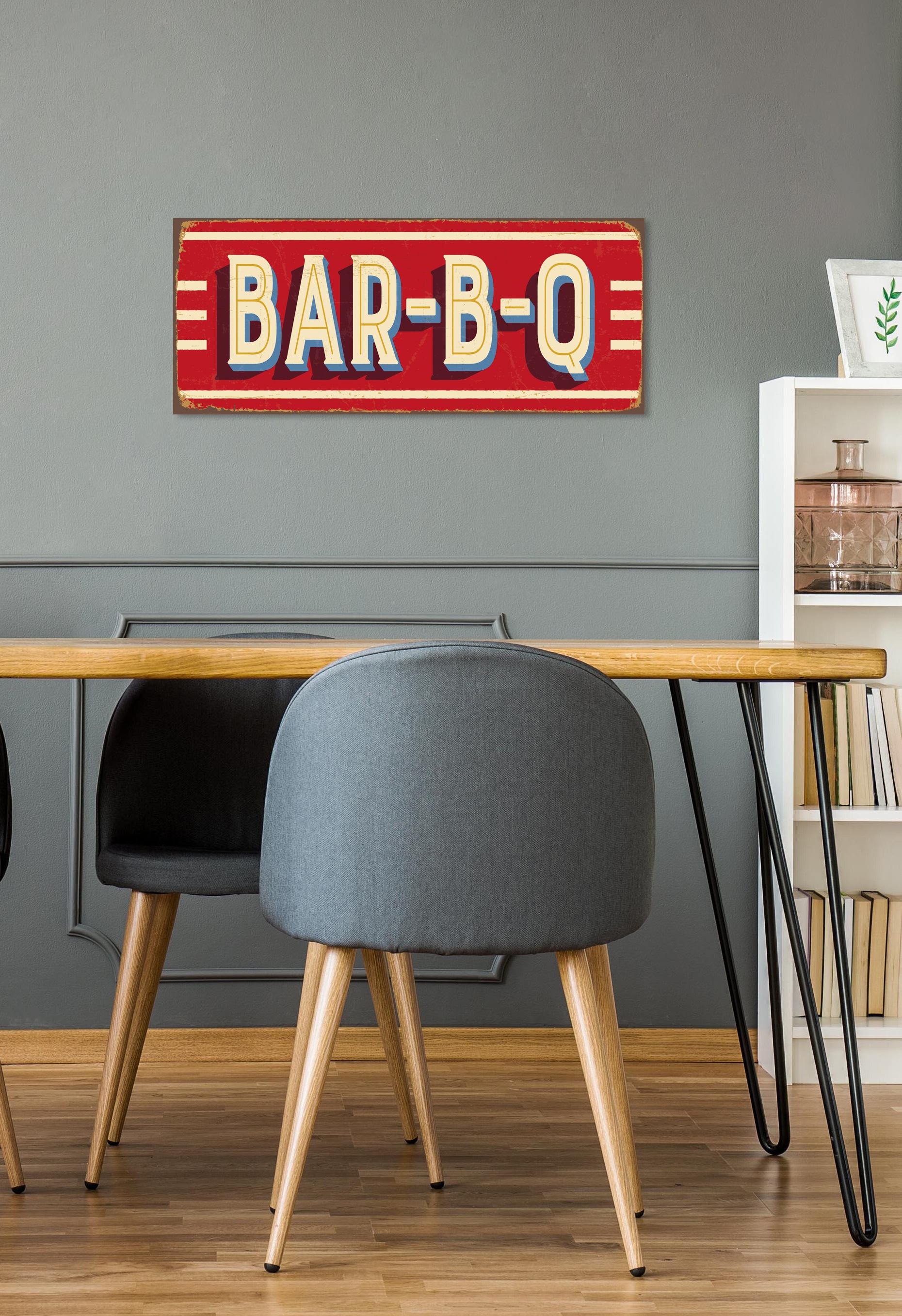 queence Metallbild »BAR-B-Q«, Sprüche & Texte, Schriftzug, Stahlschilder