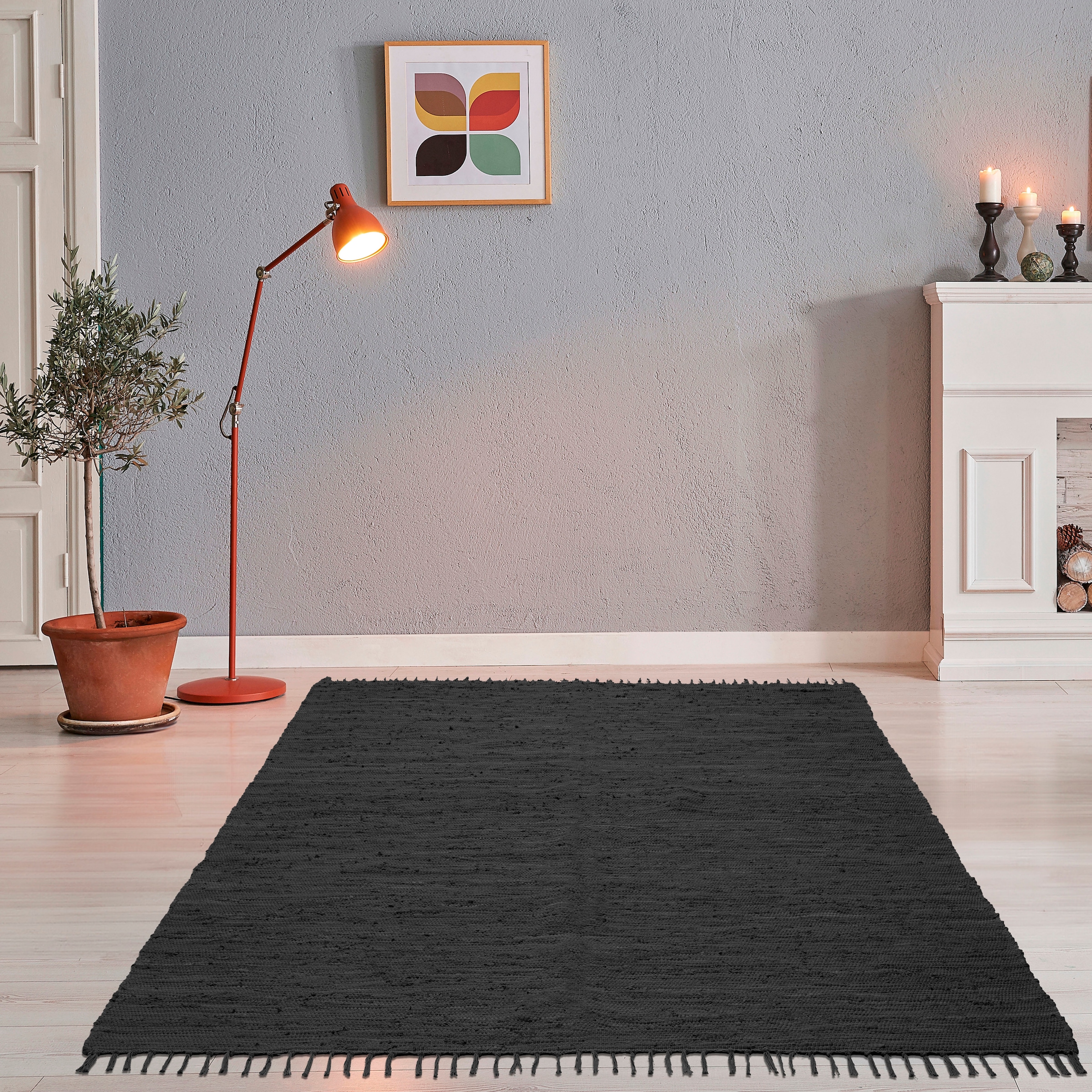 THEKO Teppich »Happy Cotton Fleckerl, handgewebt« rechteckig 5 mm Höhe Flachgewebe, reine Baumwolle, meliert, mit Fransen, auch als Läufer