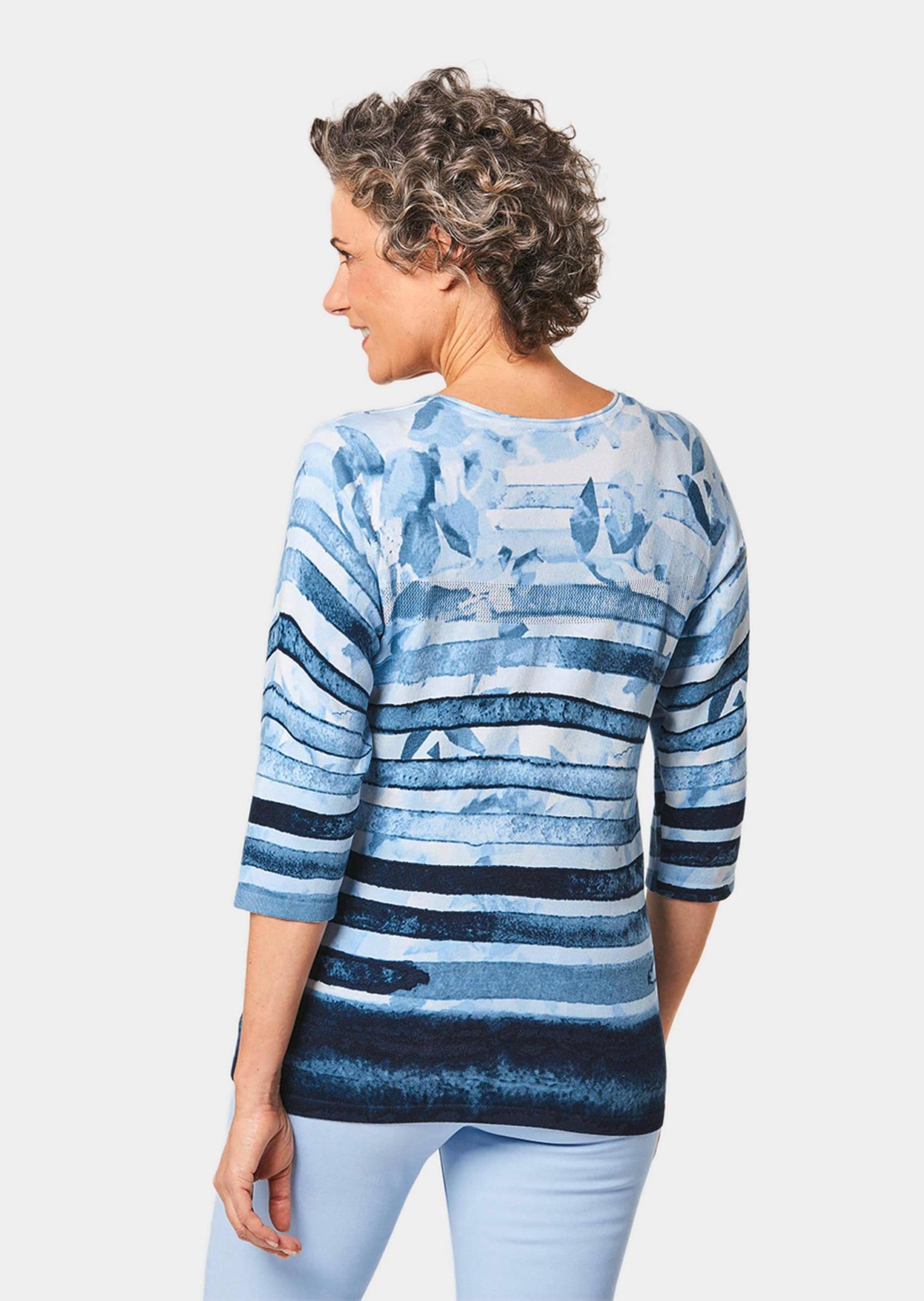 GOLDNER Rundhalspullover »Viskosepullover mit Muster, Feinstrick« Mit Glitzersteinen