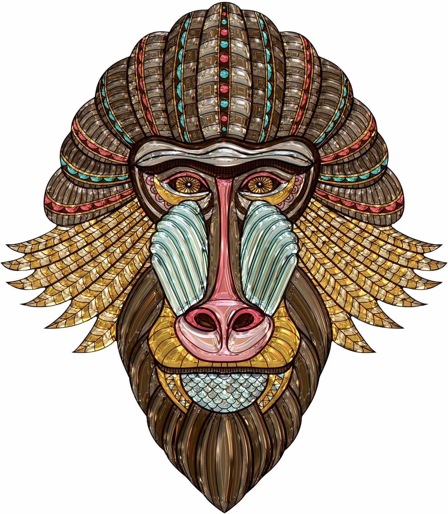 Wandtattoo »Metallic Mandrill Affe Gorilla«, selbstklebend, entfernbar