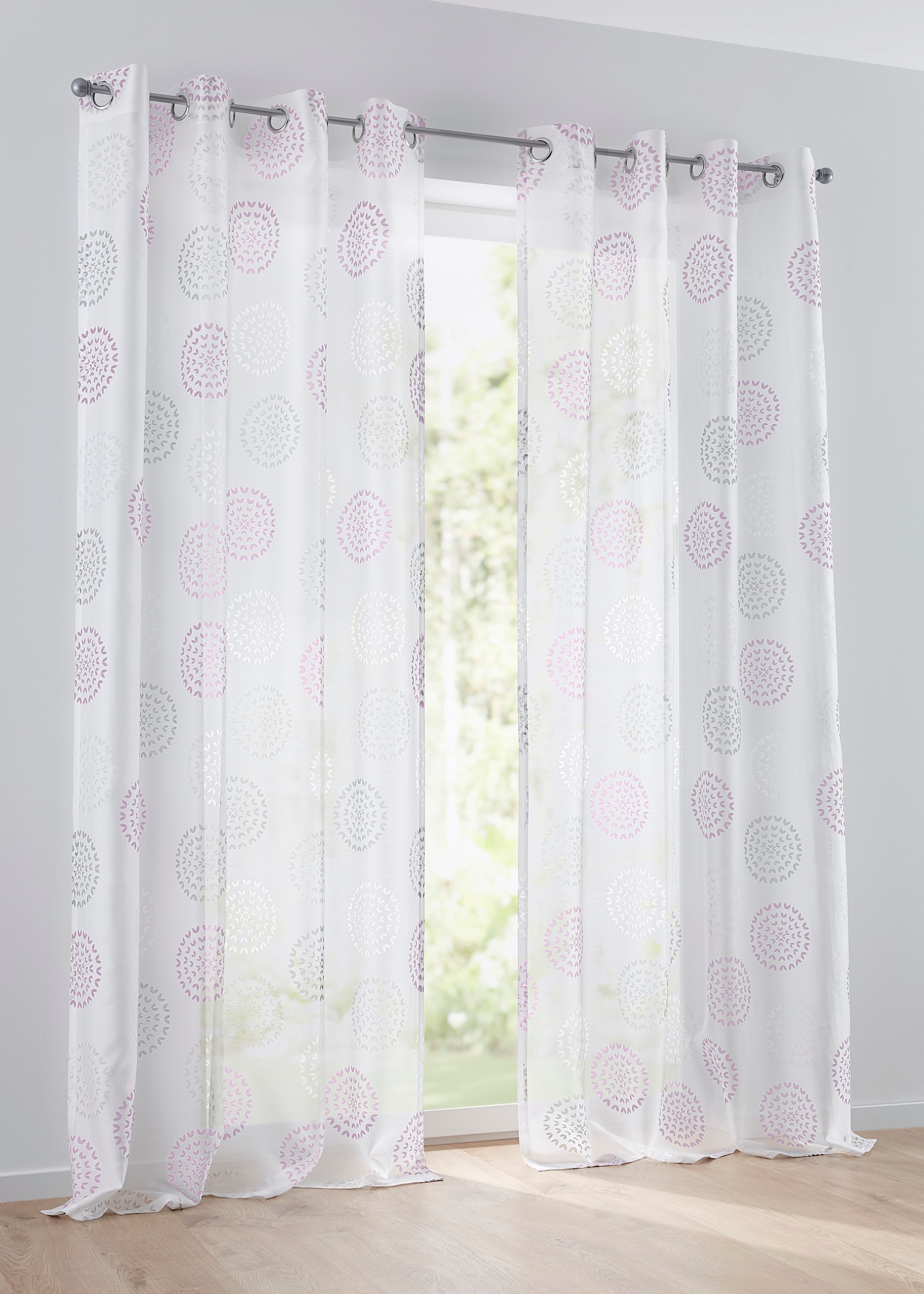 Kutti Vorhang »Bella«, (1 St.), Gardine, Baumwolle-Polyester bedruckt, halbtransparent, Ausbrenner