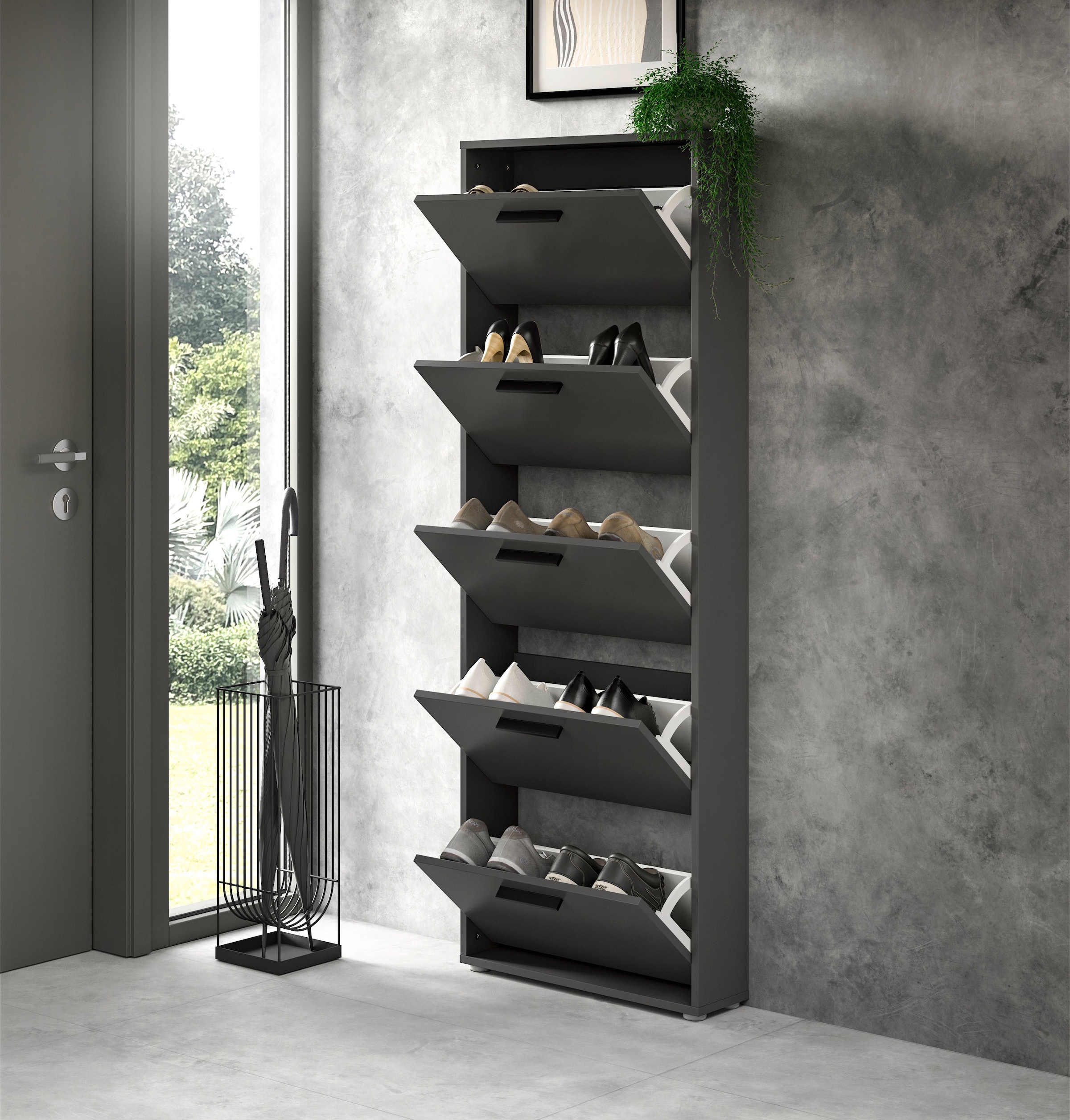 HBZ Schuhkommode »Sam Schuhkipper, Schuhschrank BxHxT 59x169x17 cm«, (1 St.), mit 5 Klappen