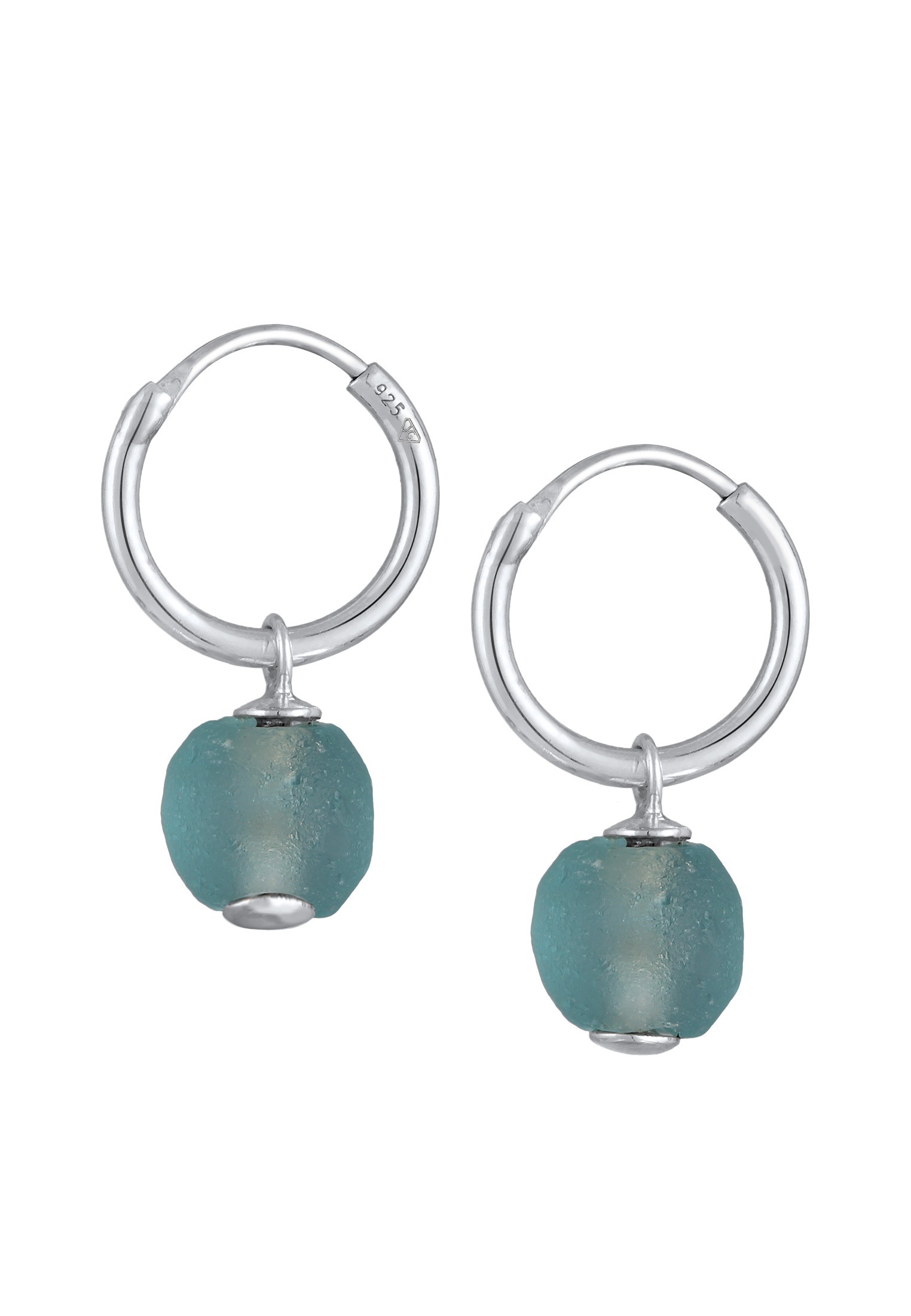Elli Paar Creolen »Ohrringe Creole Recyceltes Glas Bead Einhänger 925 Silber«