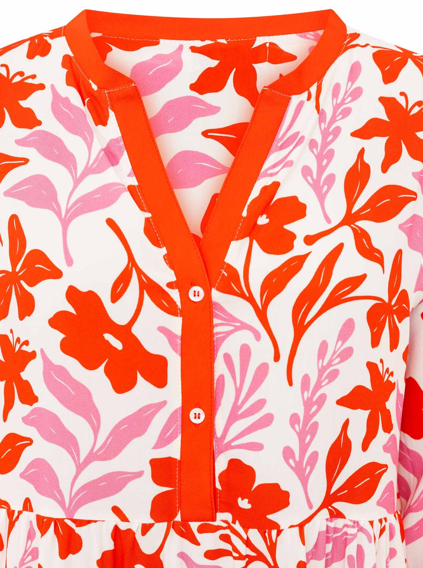 Zwillingsherz Maxikleid »"Flower"« Ohne Taschen Florales Muster, Schriftzug, 3/4 Arm, Knopfleiste