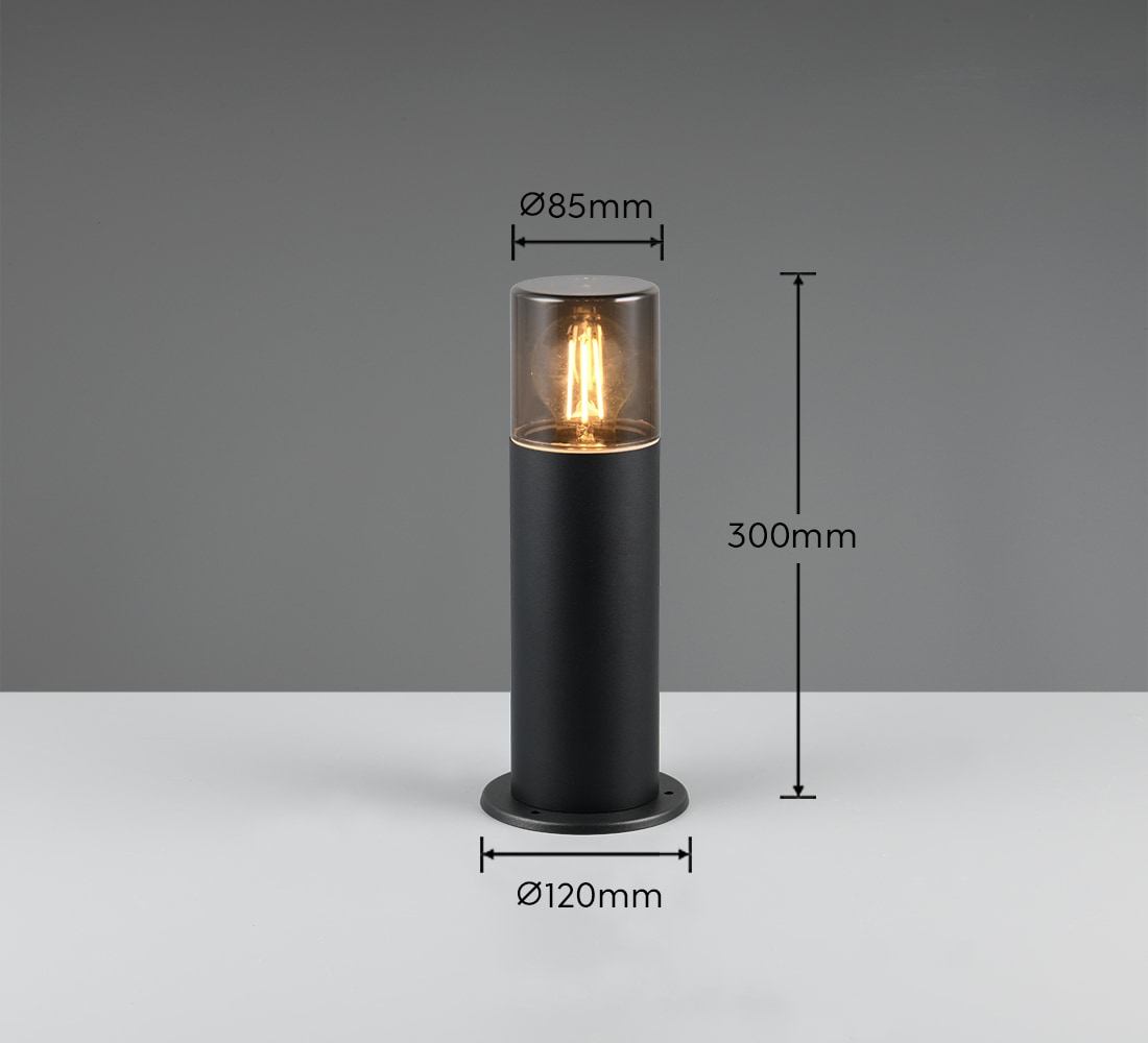 TRIO Leuchten Außen-Stehlampe »HOOSIC, Outdoor Wegeleuchte Ø 12cm, exkl 1x E27 max 28W« E27 1 Stk. warmweiß - kaltweiß Garten Stehleuchte IP44 mit getöntem Lampenschirm (rauchfarbig)